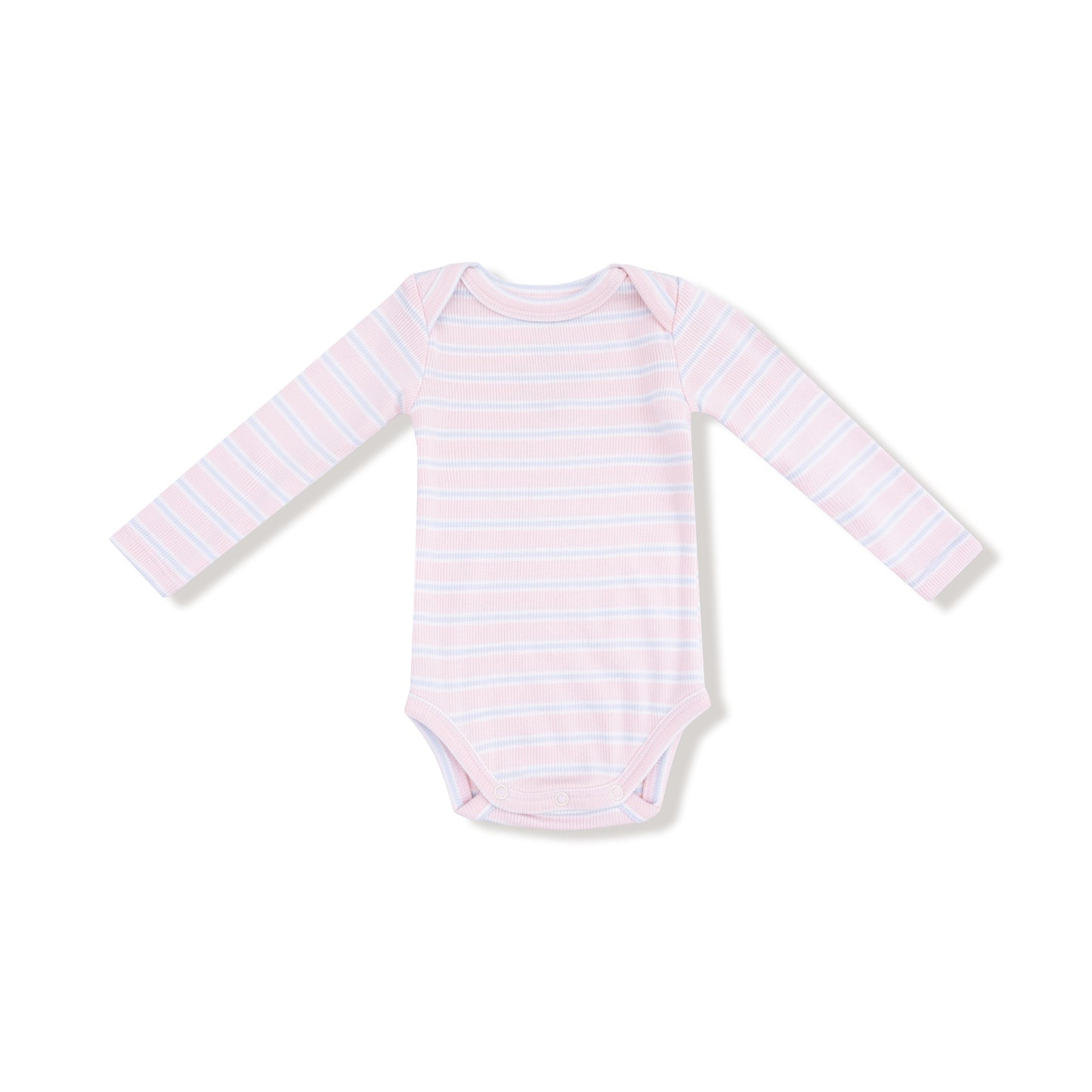 Lap Shoulder Bodysuit in our Multi Stripe - Pink print from Angel Dear