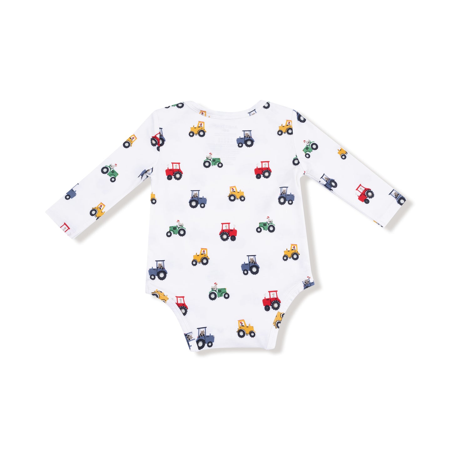 Lap Shoulder Bodysuit in our  Mini Tractors print from Angel Dear