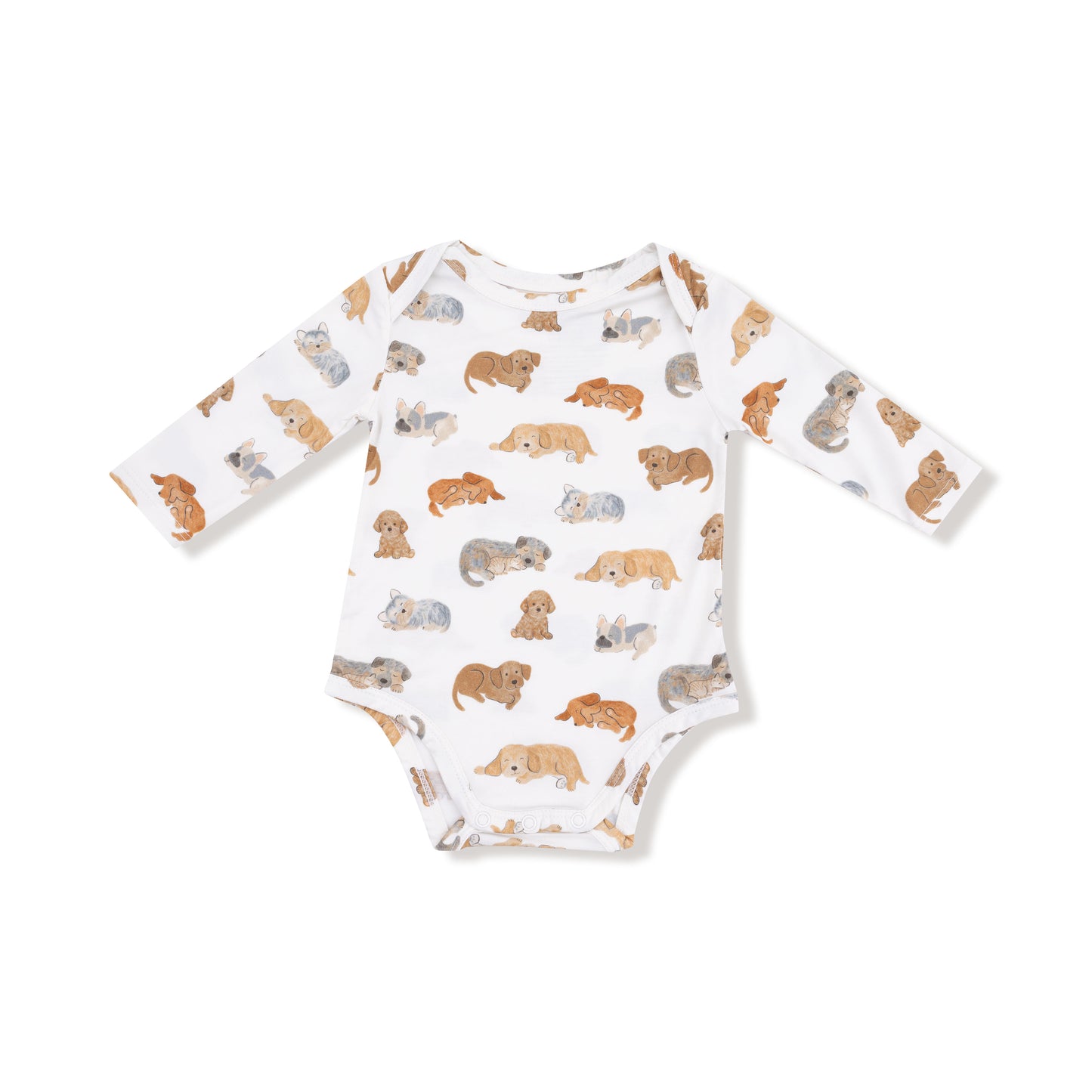 Lap Shoulder Bodysuit in our  Napping Puppies print from Angel Dear