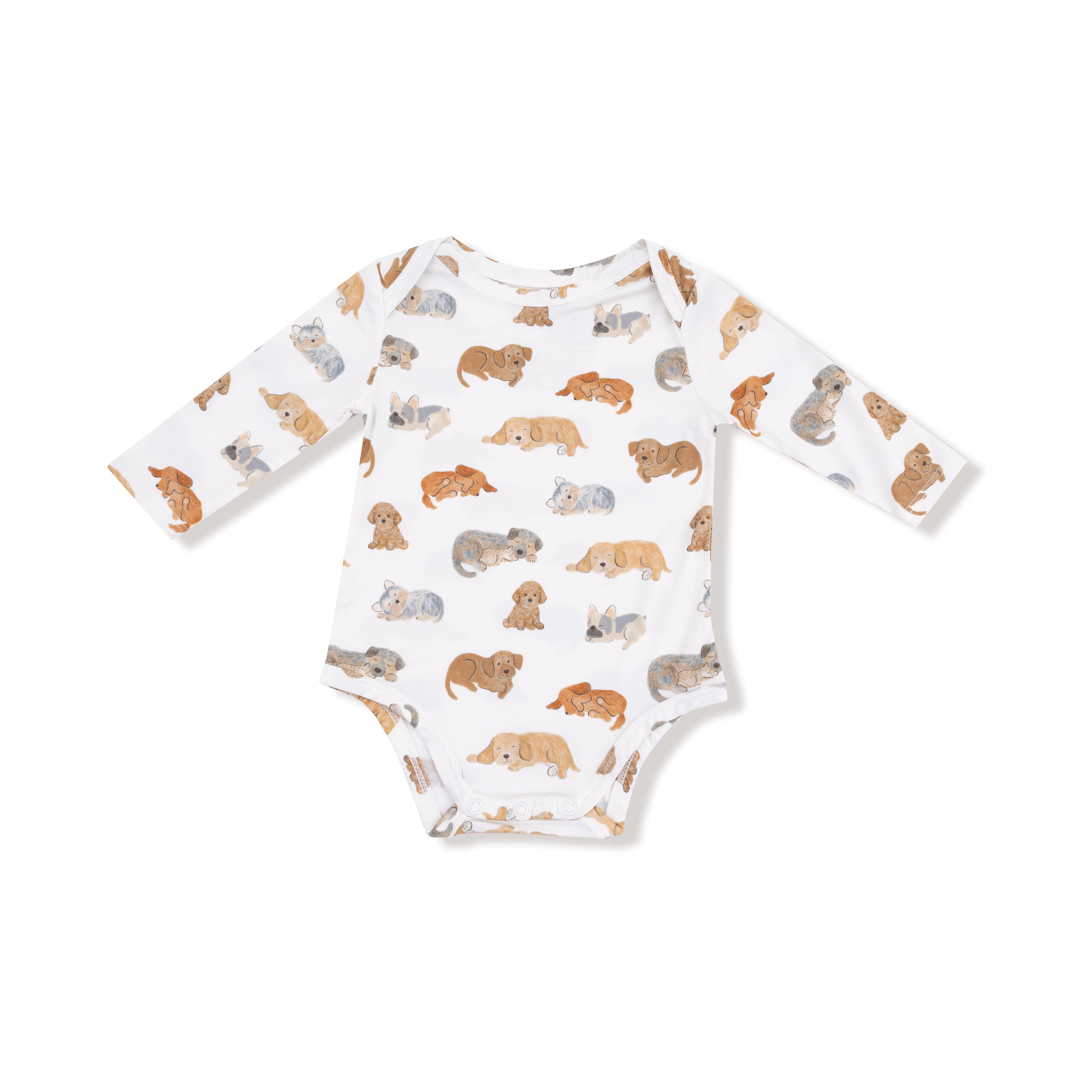 Lap Shoulder Bodysuit in our  Napping Puppies print from Angel Dear