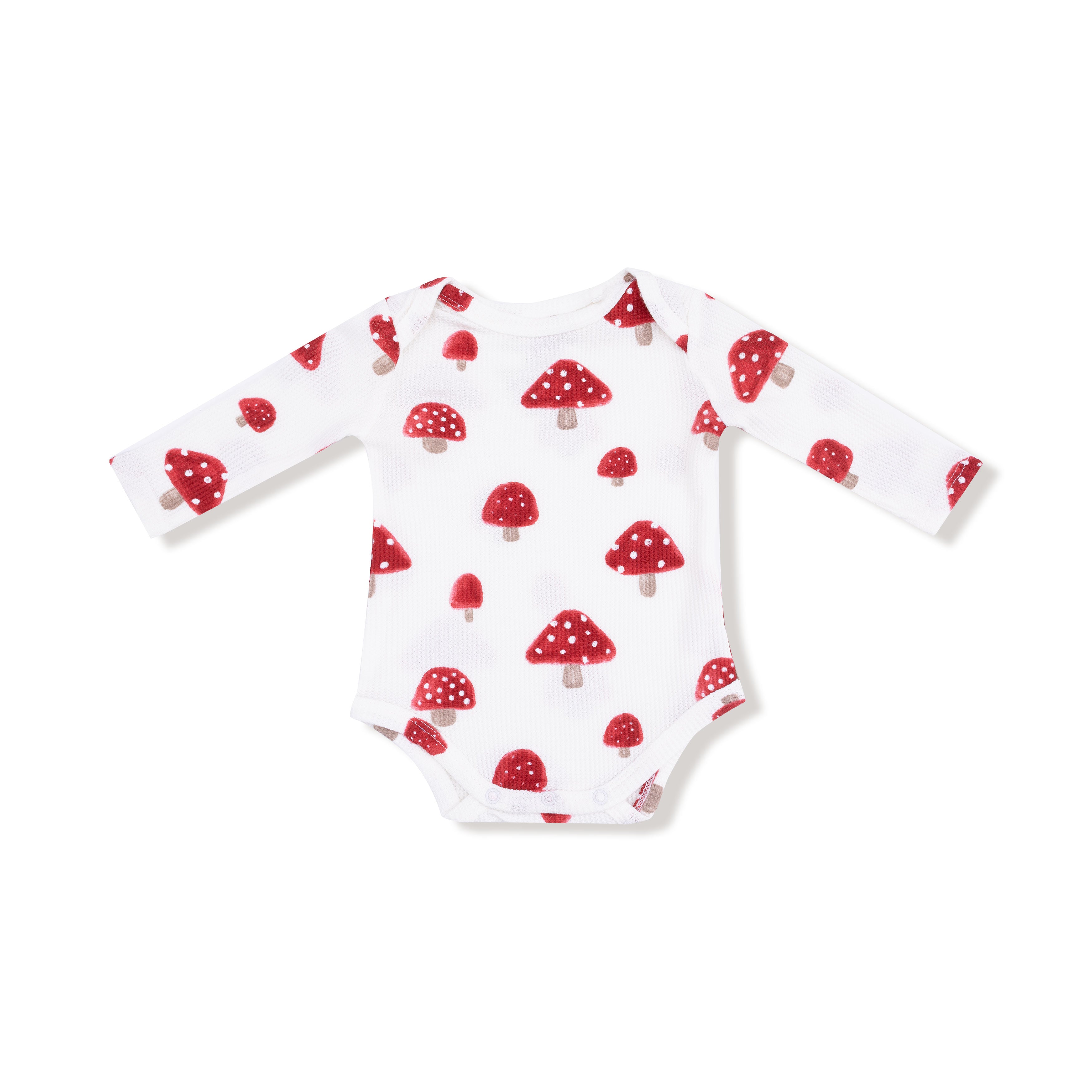 Lap Shoulder Bodysuit in our  Painterly Mushrooms print from Angel Dear
