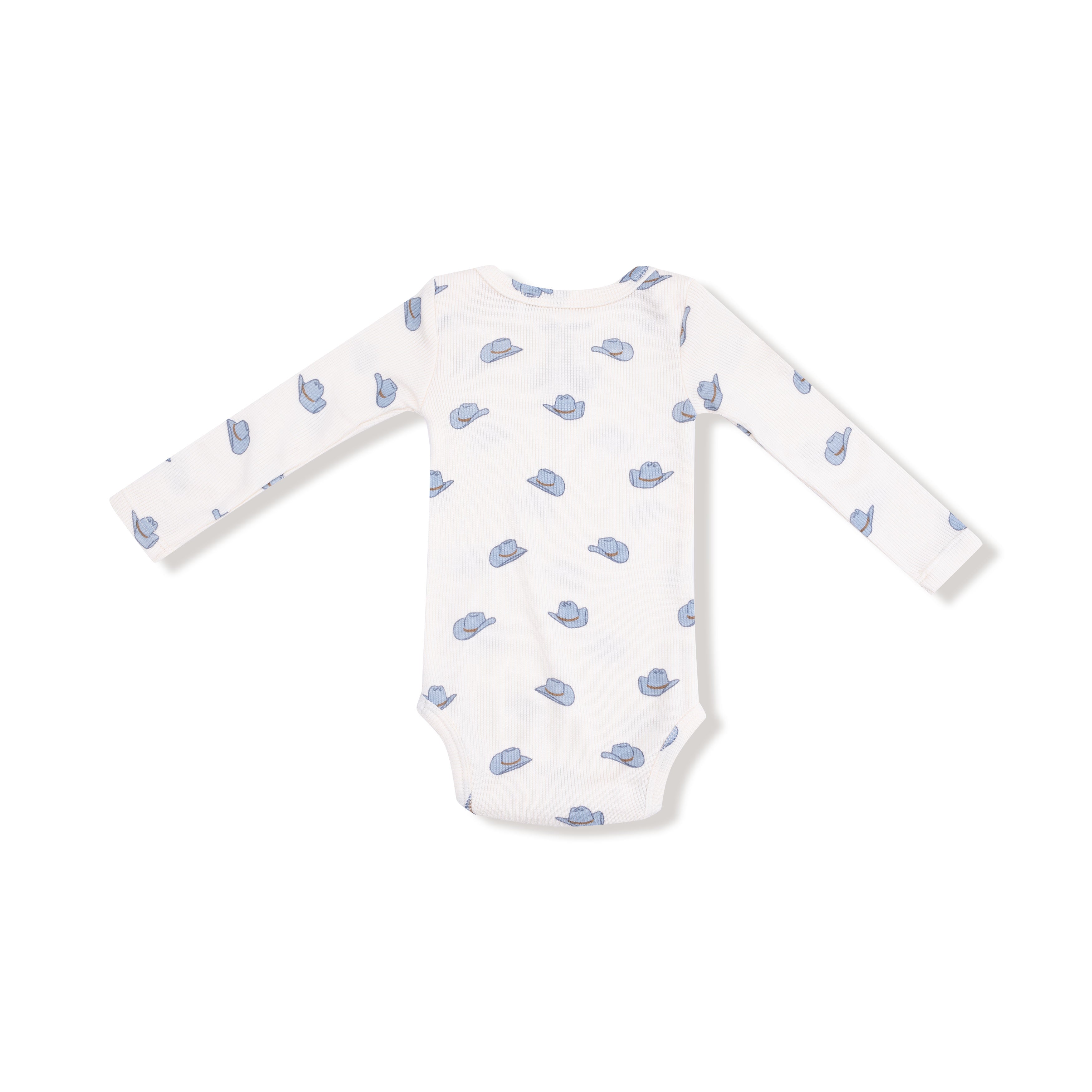 Lap Shoulder Bodysuit in our  Petite Cowboy Hats print from Angel Dear