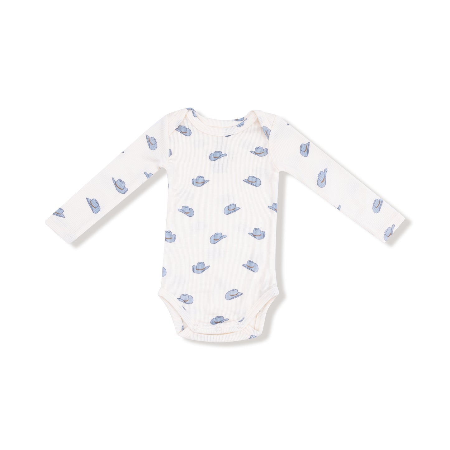 Lap Shoulder Bodysuit in our  Petite Cowboy Hats print from Angel Dear