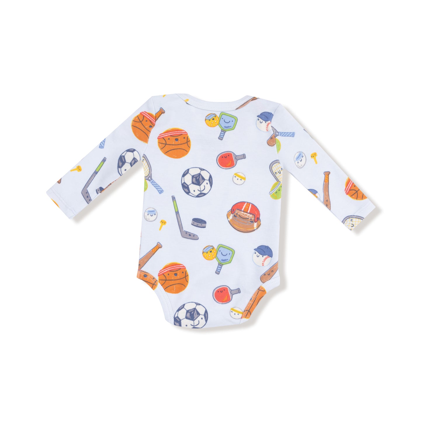 Lap Shoulder Bodysuit in our  Sports Ball Friends print from Angel Dear