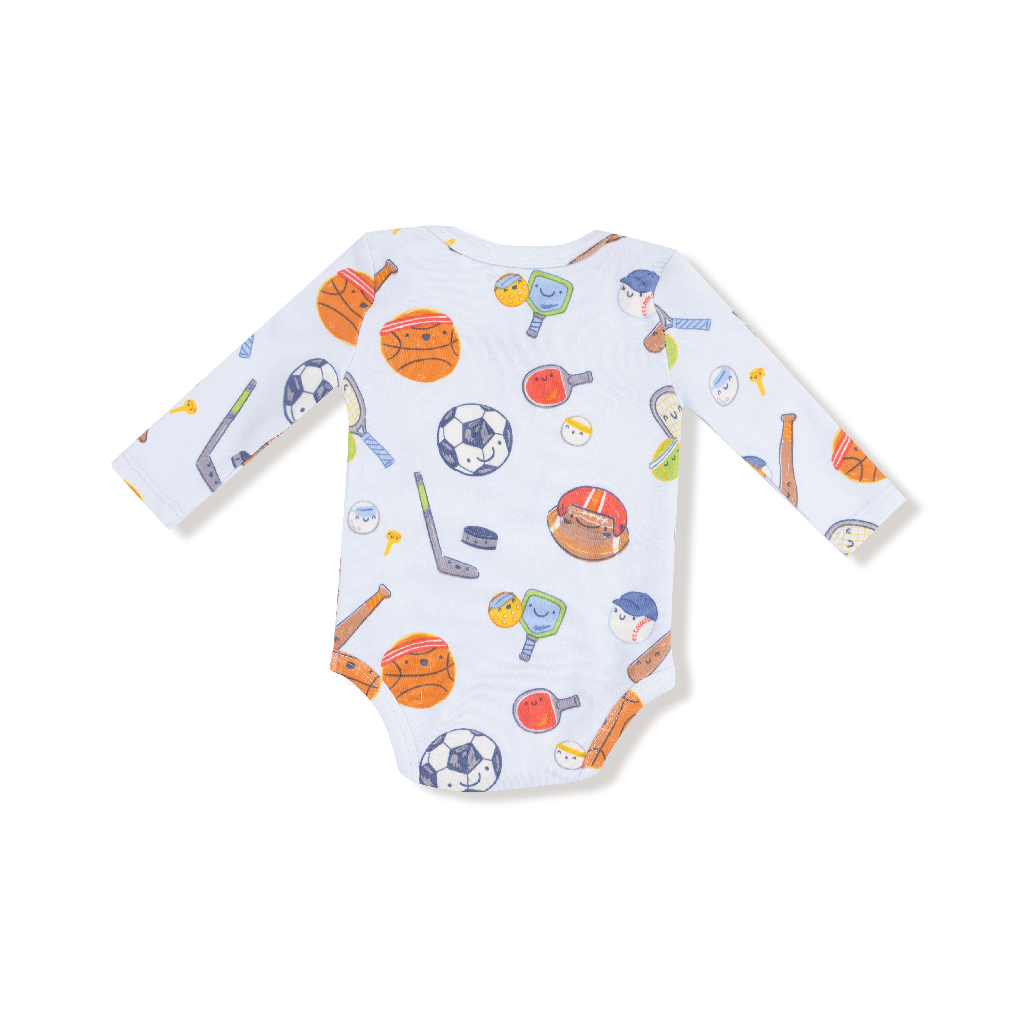 Lap Shoulder Bodysuit in our  Sports Ball Friends print from Angel Dear