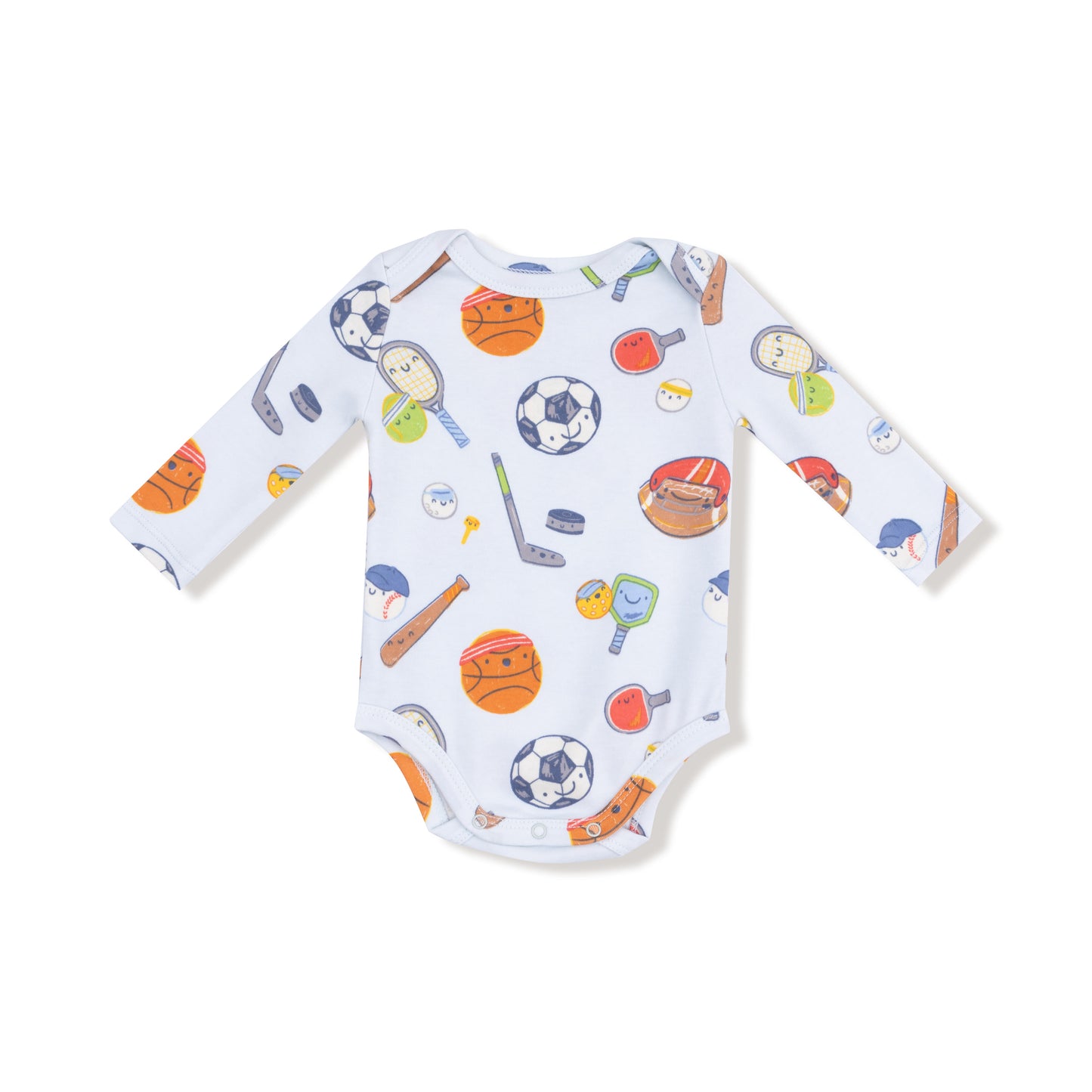 Lap Shoulder Bodysuit in our  Sports Ball Friends print from Angel Dear