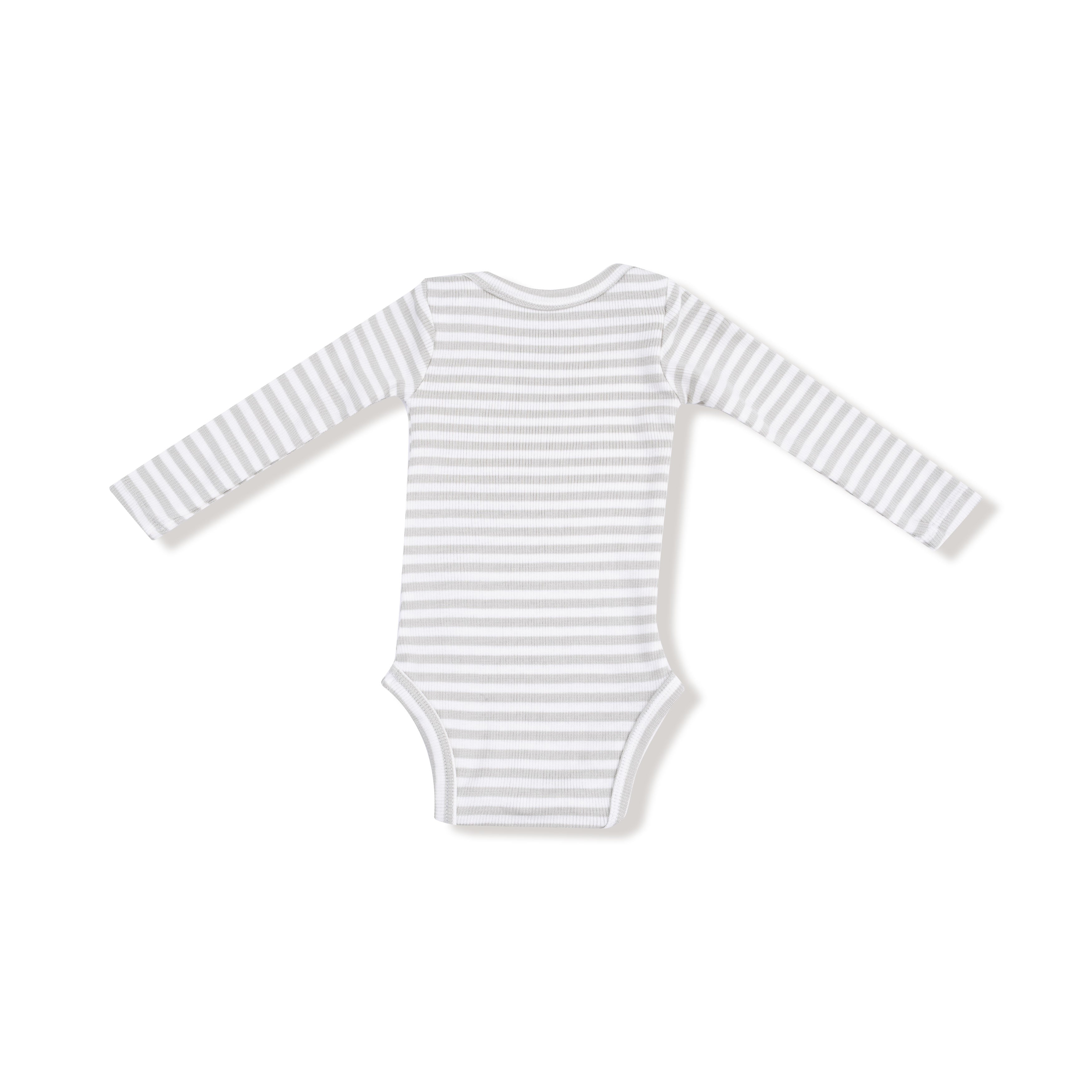 Lap Shoulder Bodysuit in our Stripe - Mineral- Grey/White print from Angel Dear