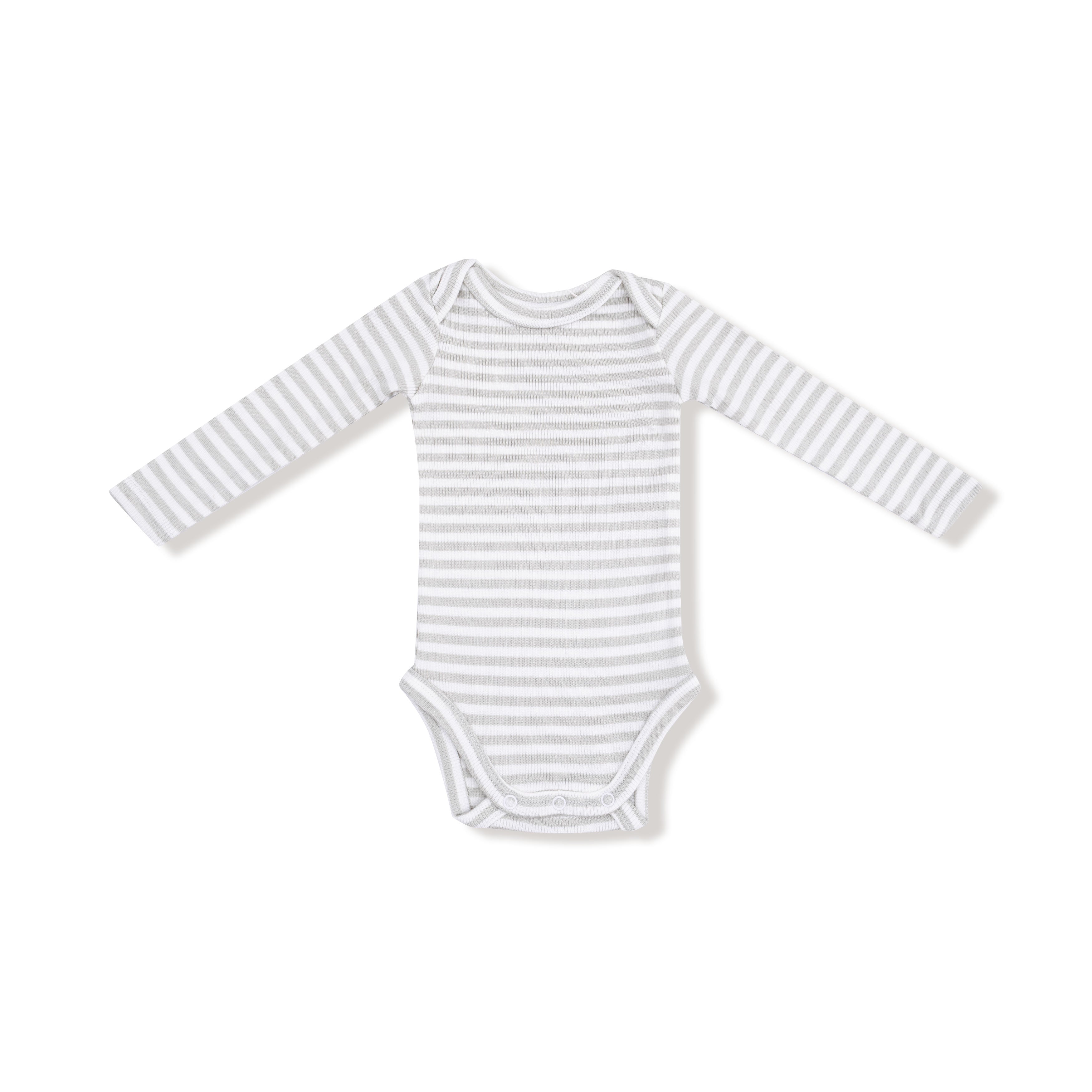 Lap Shoulder Bodysuit in our Stripe - Mineral- Grey/White print from Angel Dear