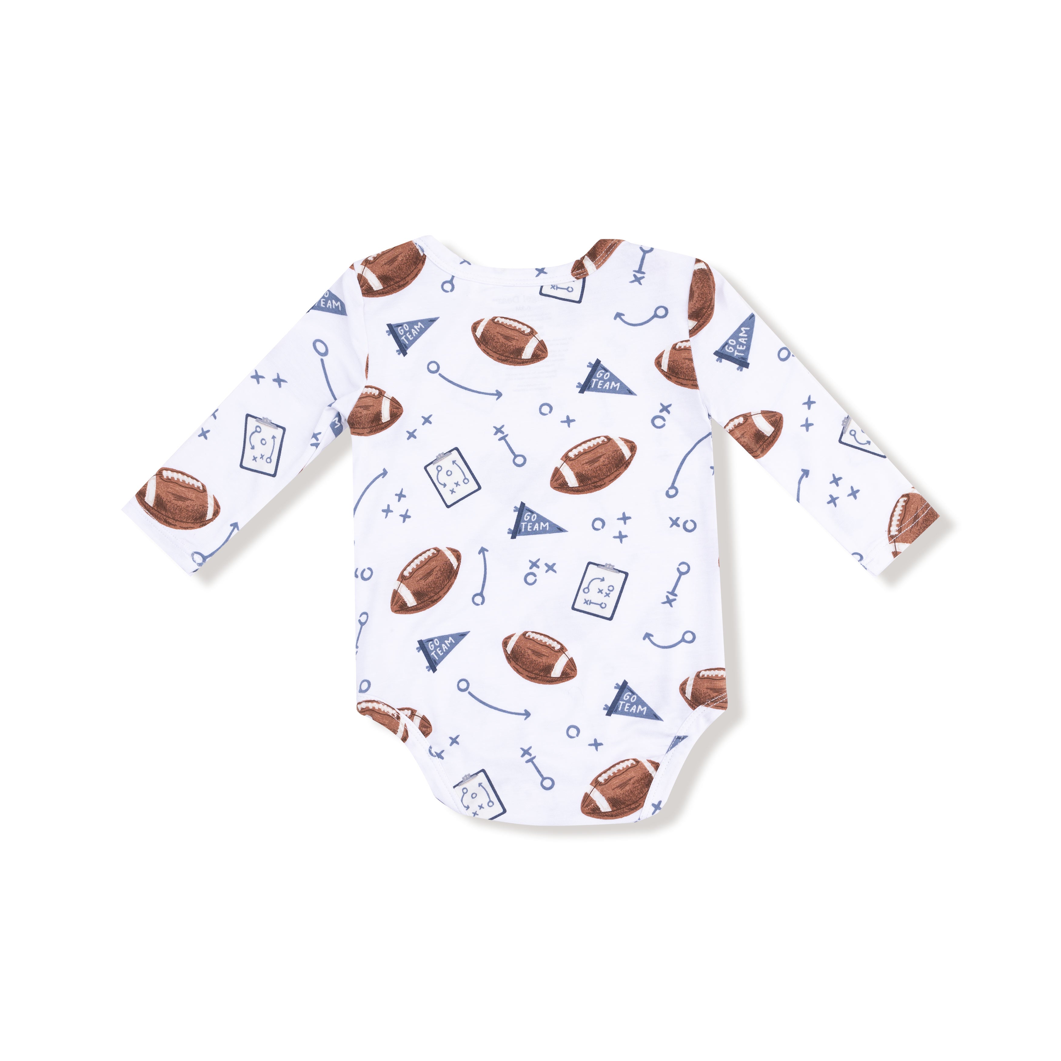 Lap Shoulder Bodysuit in our  Touchdown Time - Navy print from Angel Dear