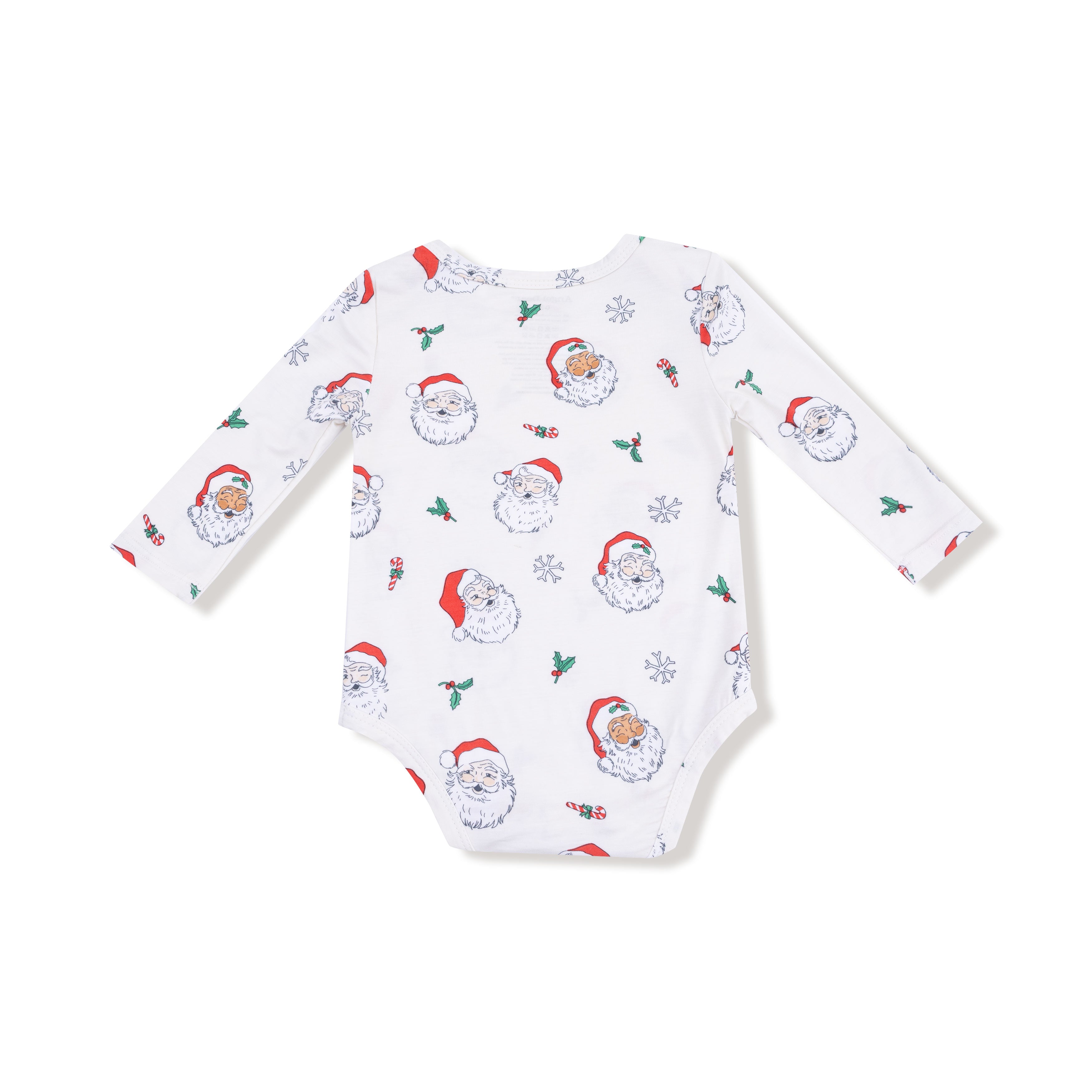 Lap Shoulder Bodysuit in our  Vintage Santas print from Angel Dear
