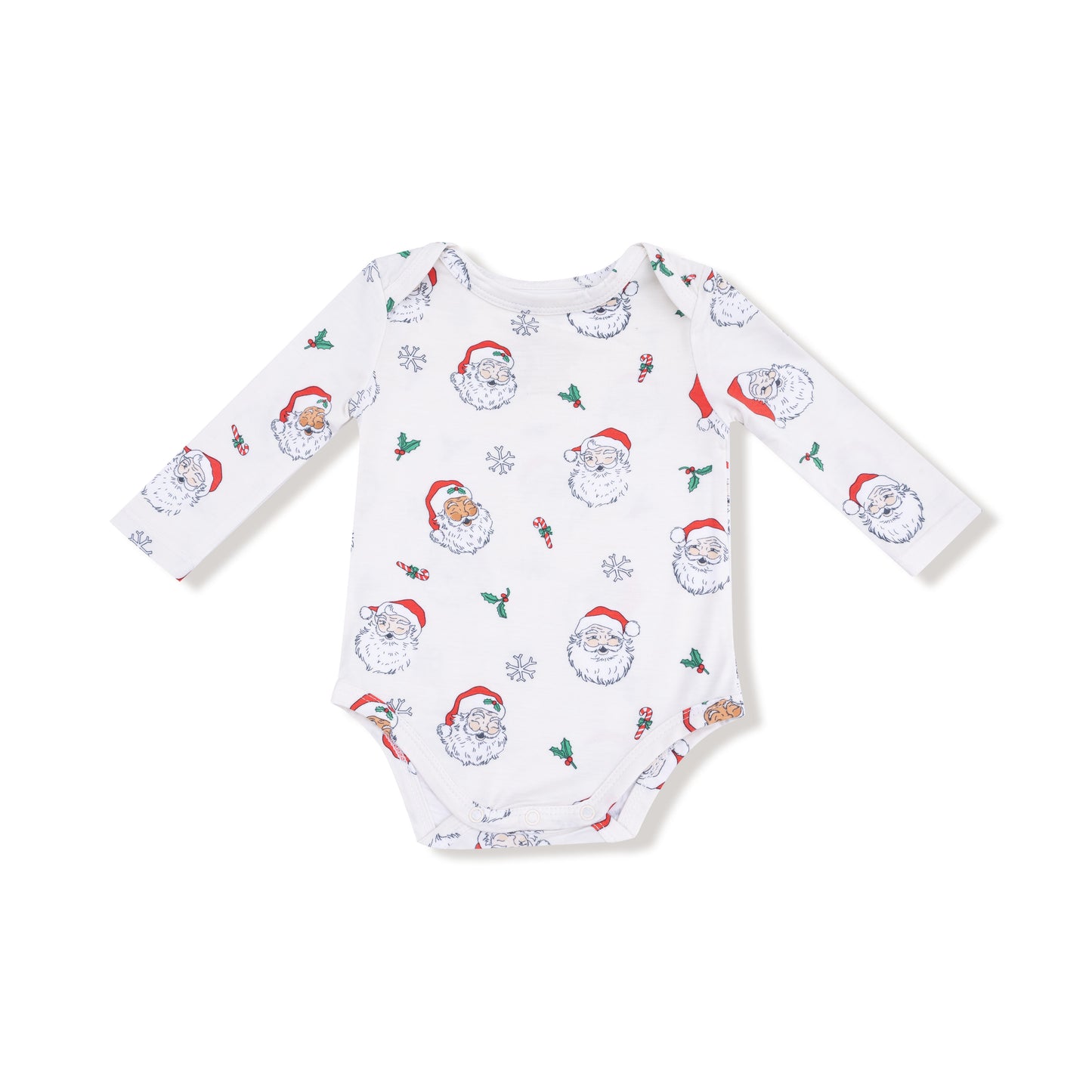 Lap Shoulder Bodysuit in our  Vintage Santas print from Angel Dear