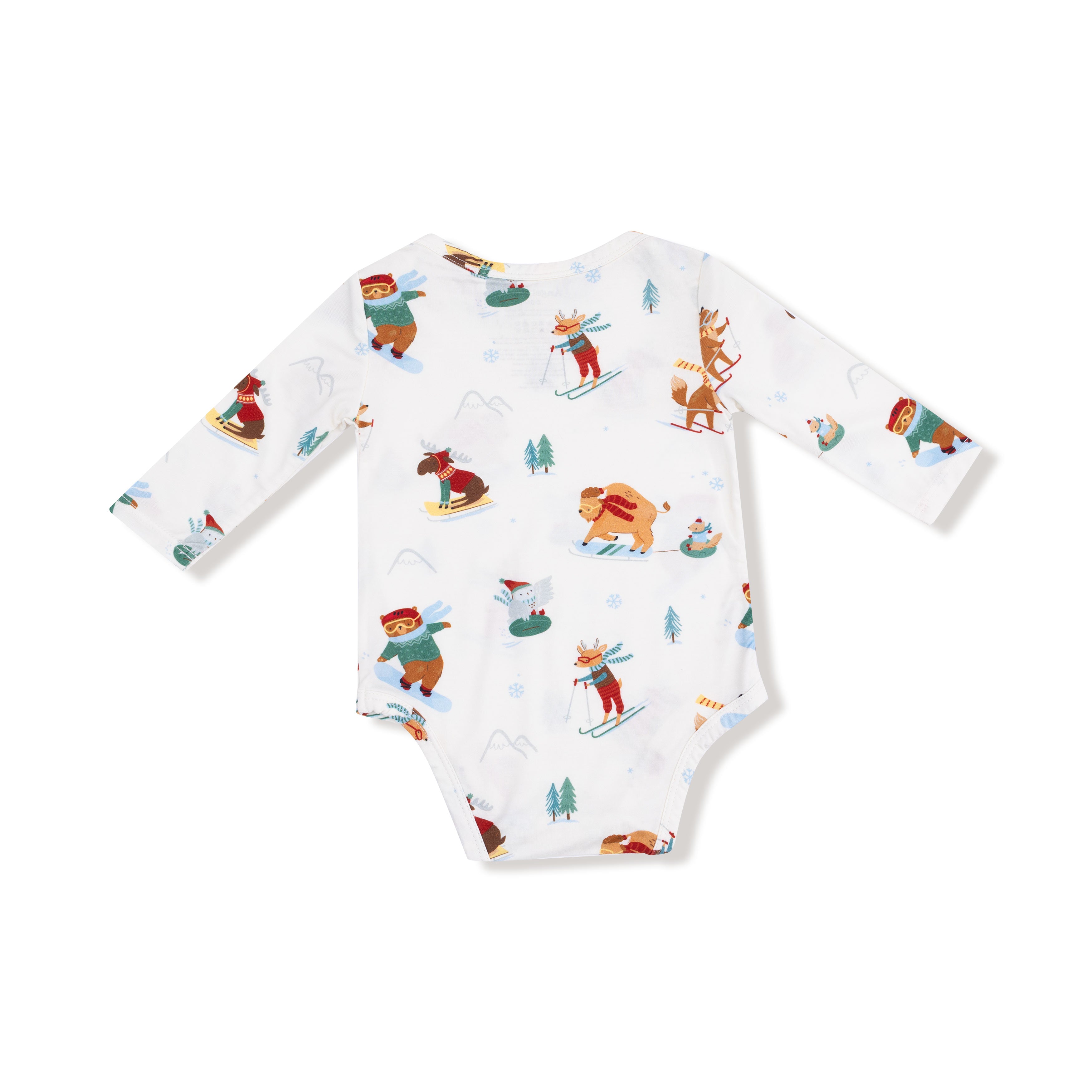 Lap Shoulder Bodysuit in our  Winter Animal Sports print from Angel Dear