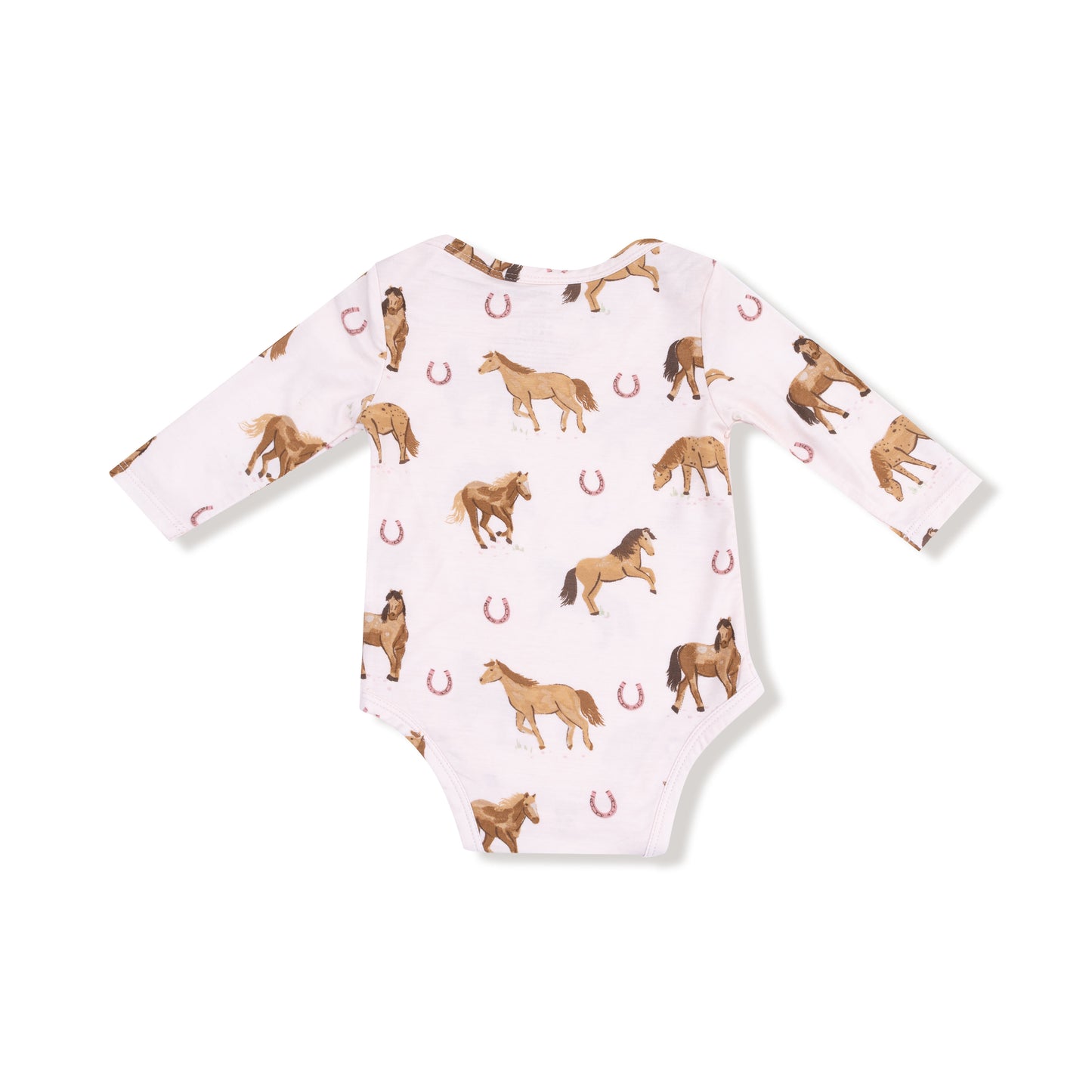 Lap Shoulder Bodysuit in our  Horses - Pink print from Angel Dear
