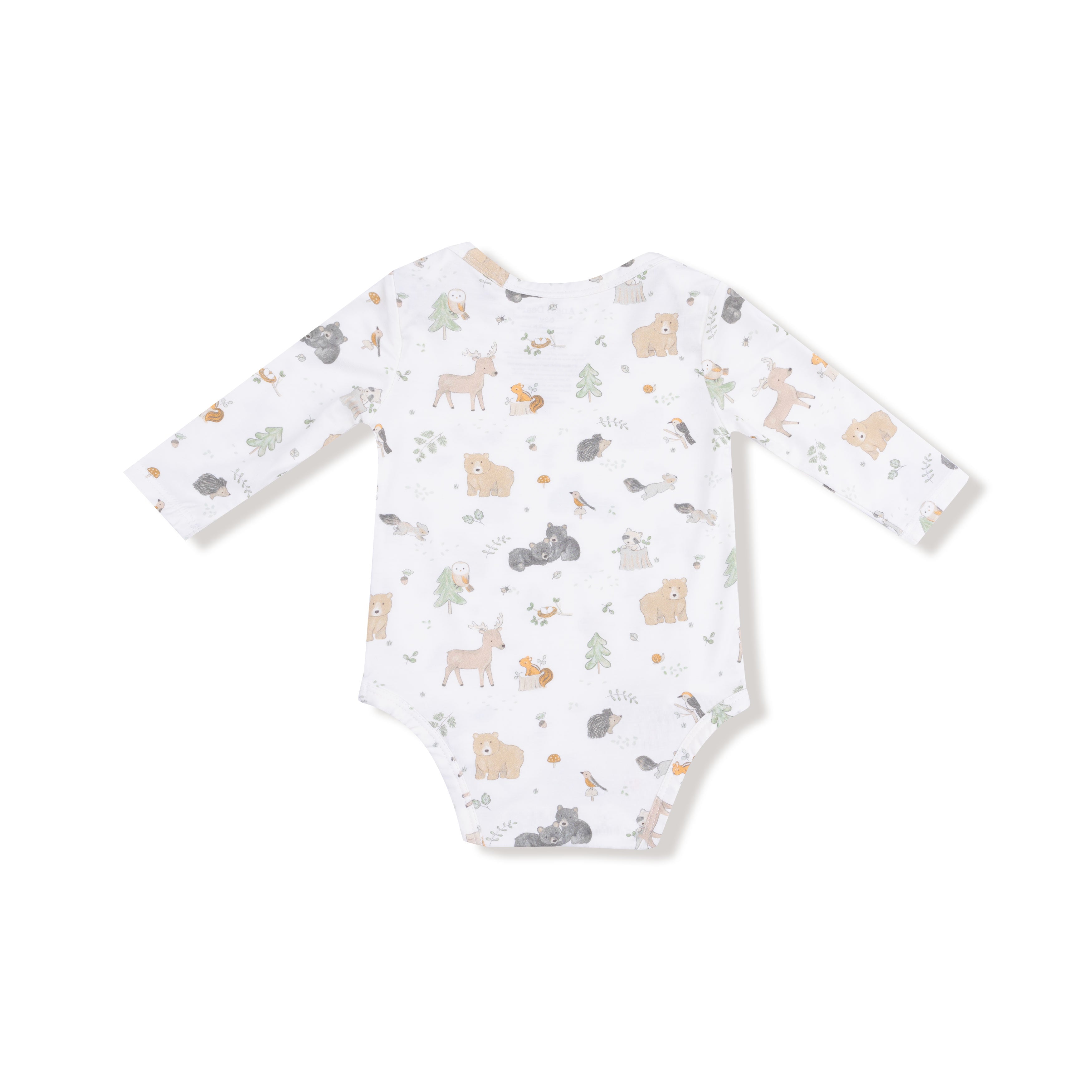 Lap Shoulder Bodysuit in our  Woodland Babies print from Angel Dear
