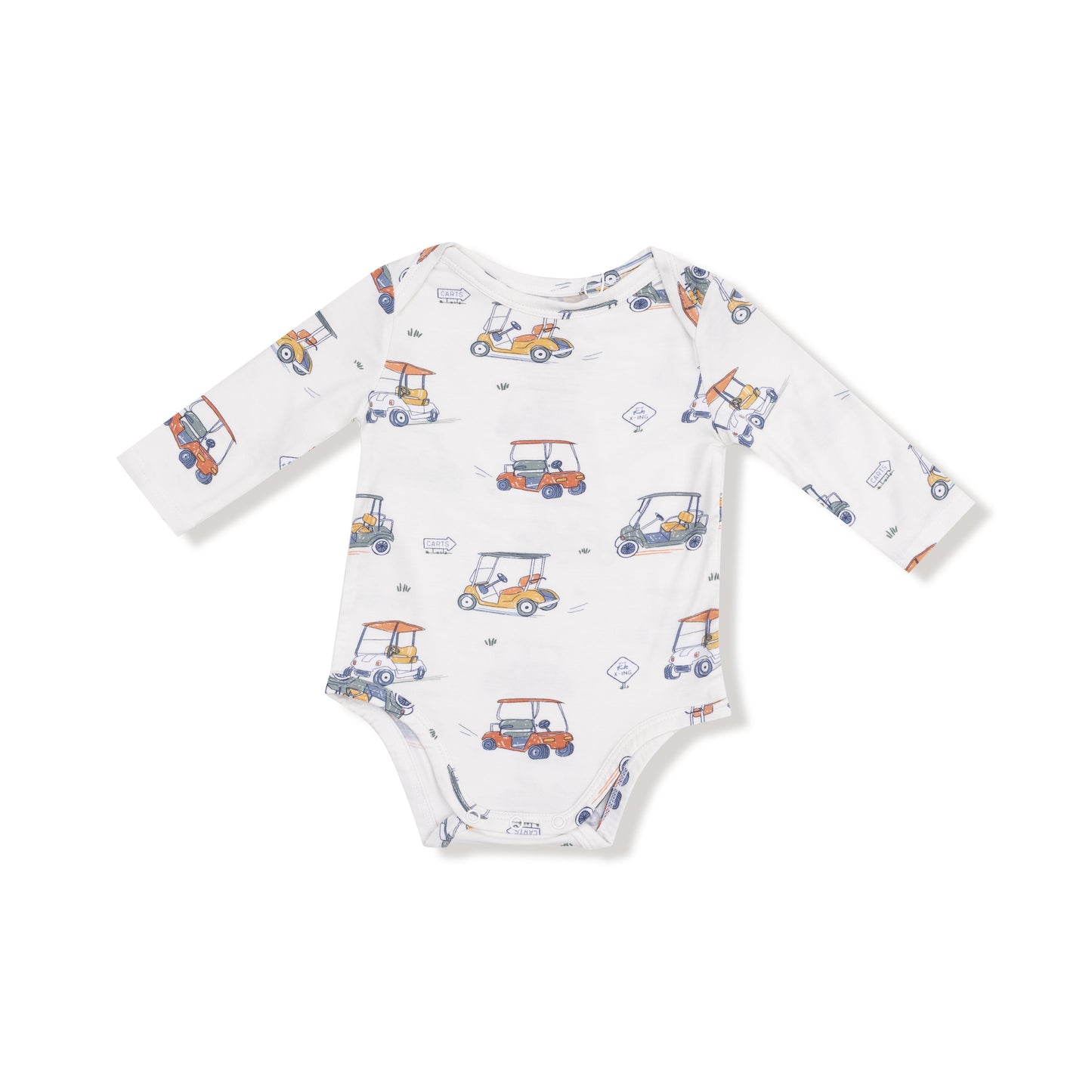 Lap Shoulder Bodysuit in our  Zooming Golf Carts print from Angel Dear