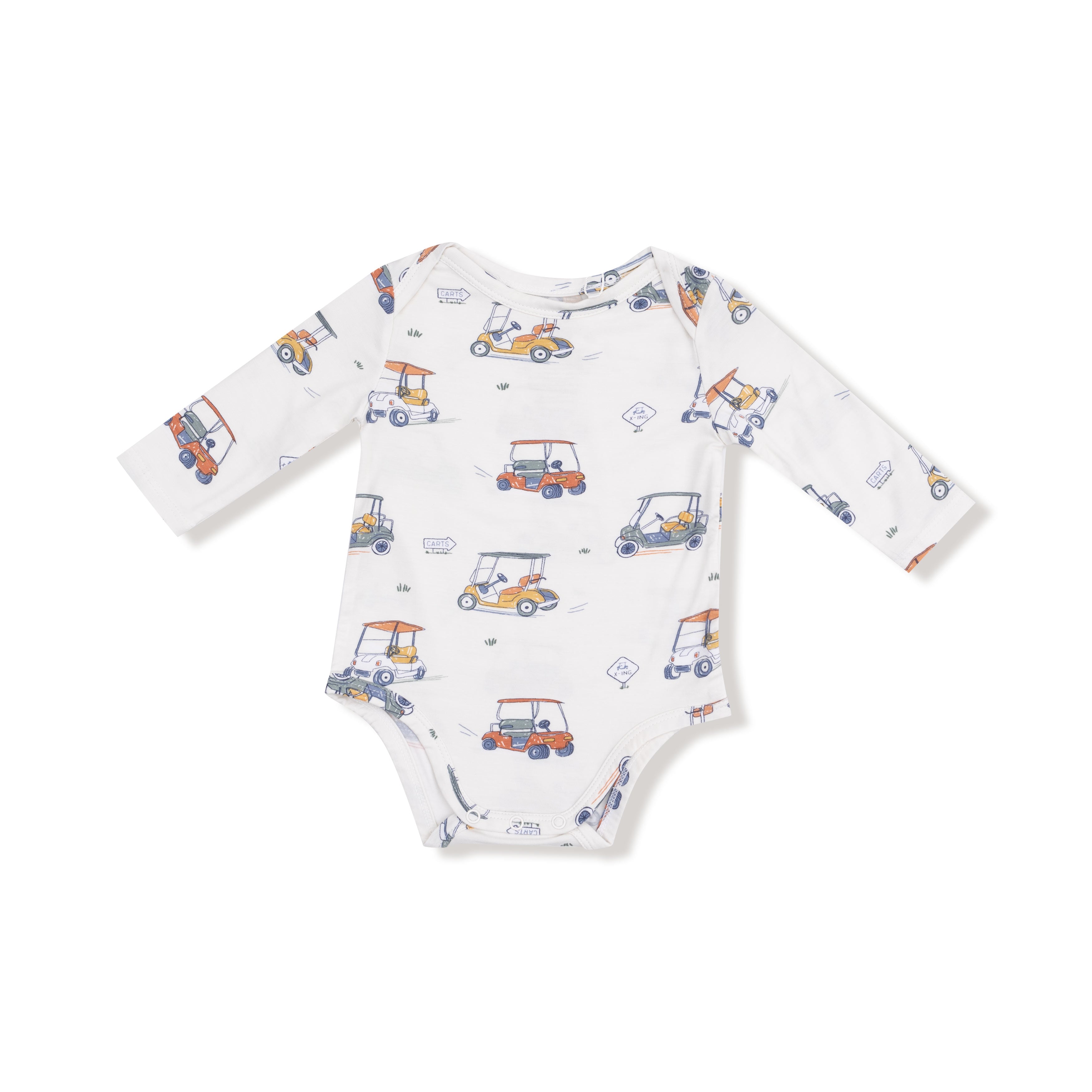 Lap Shoulder Bodysuit in our  Zooming Golf Carts print from Angel Dear