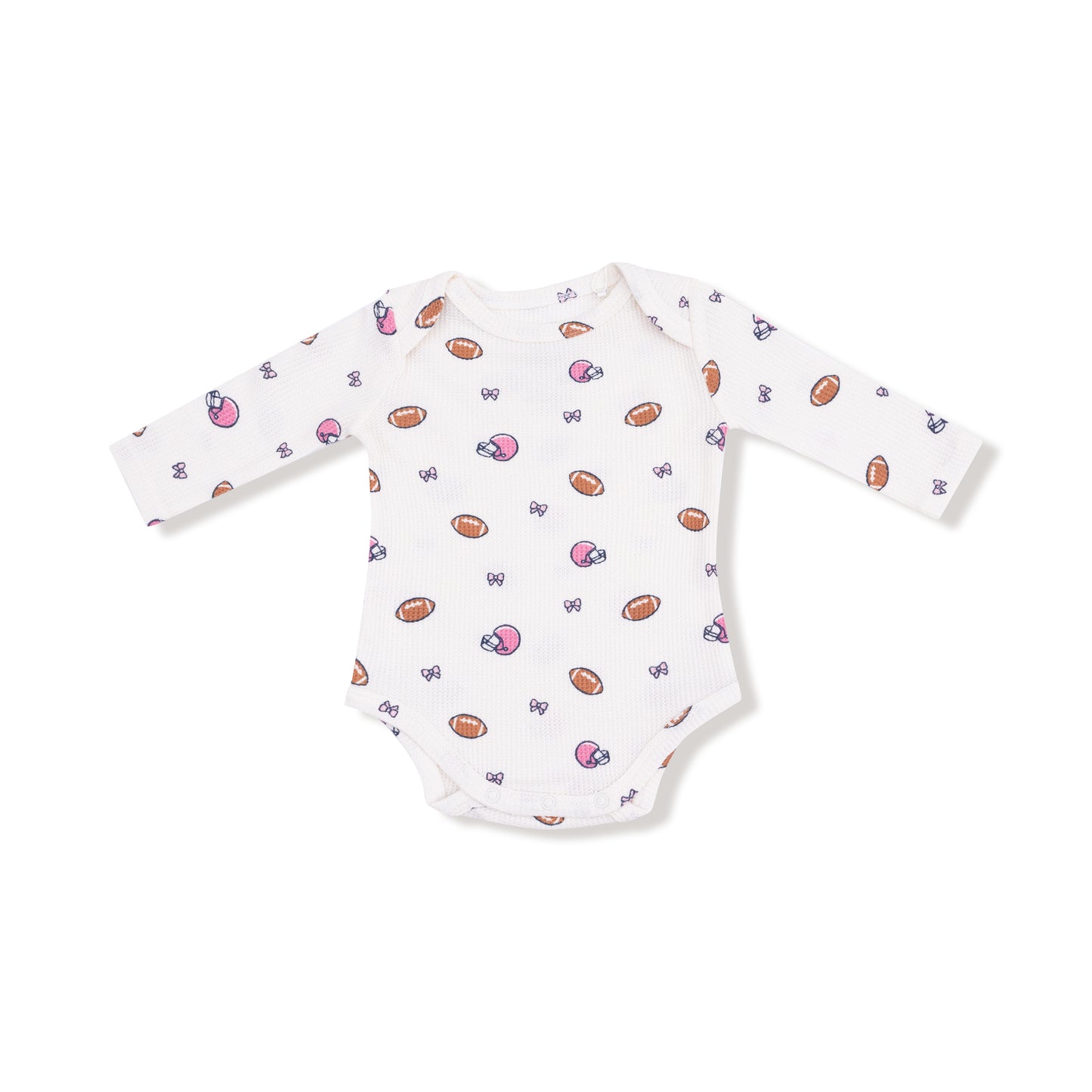 Lap Shoulder Bodysuit in our  Footballs and Bows print from Angel Dear