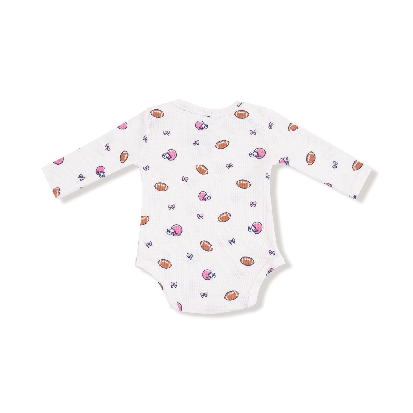 Lap Shoulder Bodysuit in our  Footballs and Bows print from Angel Dear