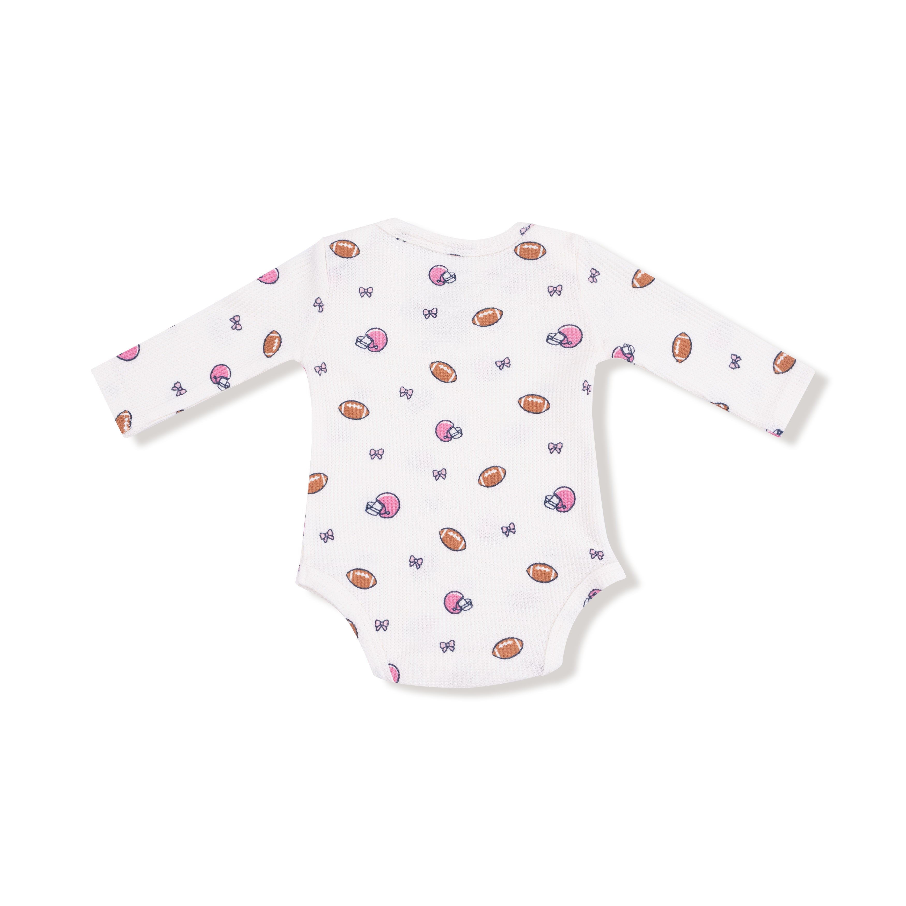 Lap Shoulder Bodysuit in our  Footballs and Bows print from Angel Dear