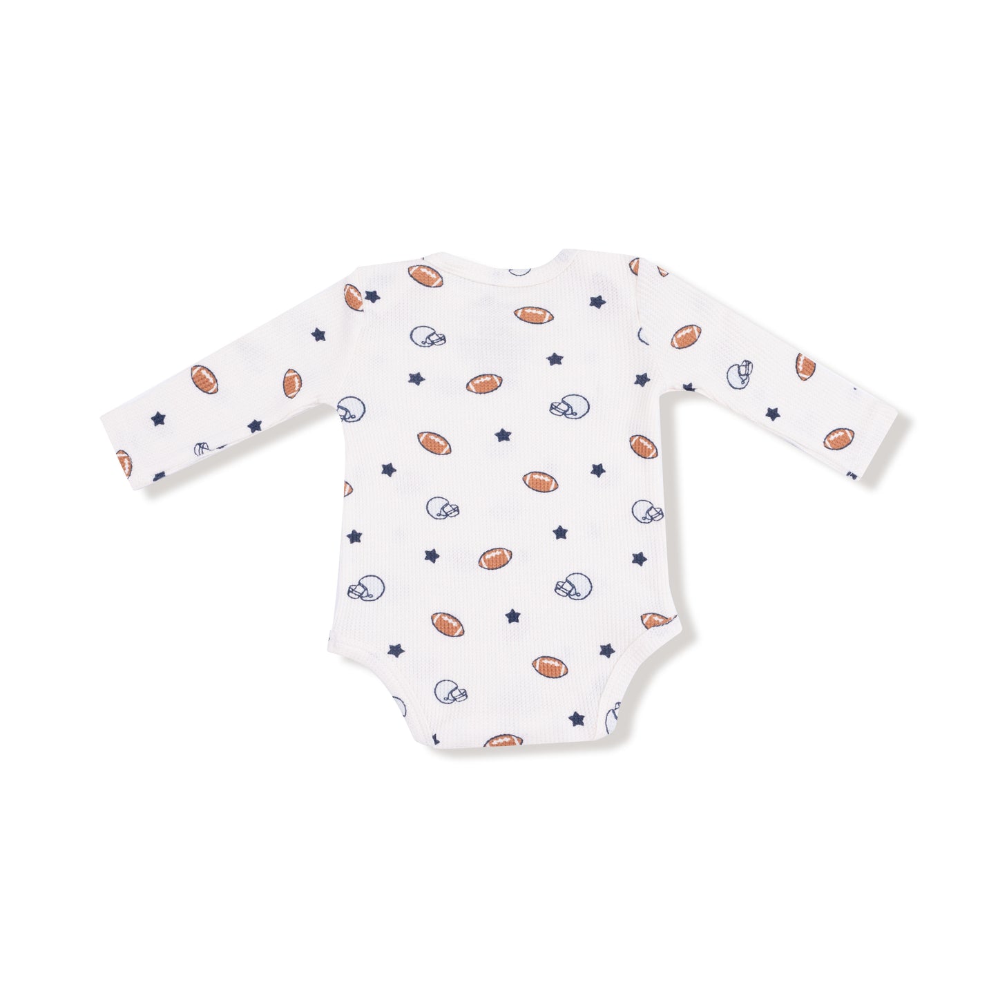 Lap Shoulder Bodysuit in our  Footballs and Stars print from Angel Dear