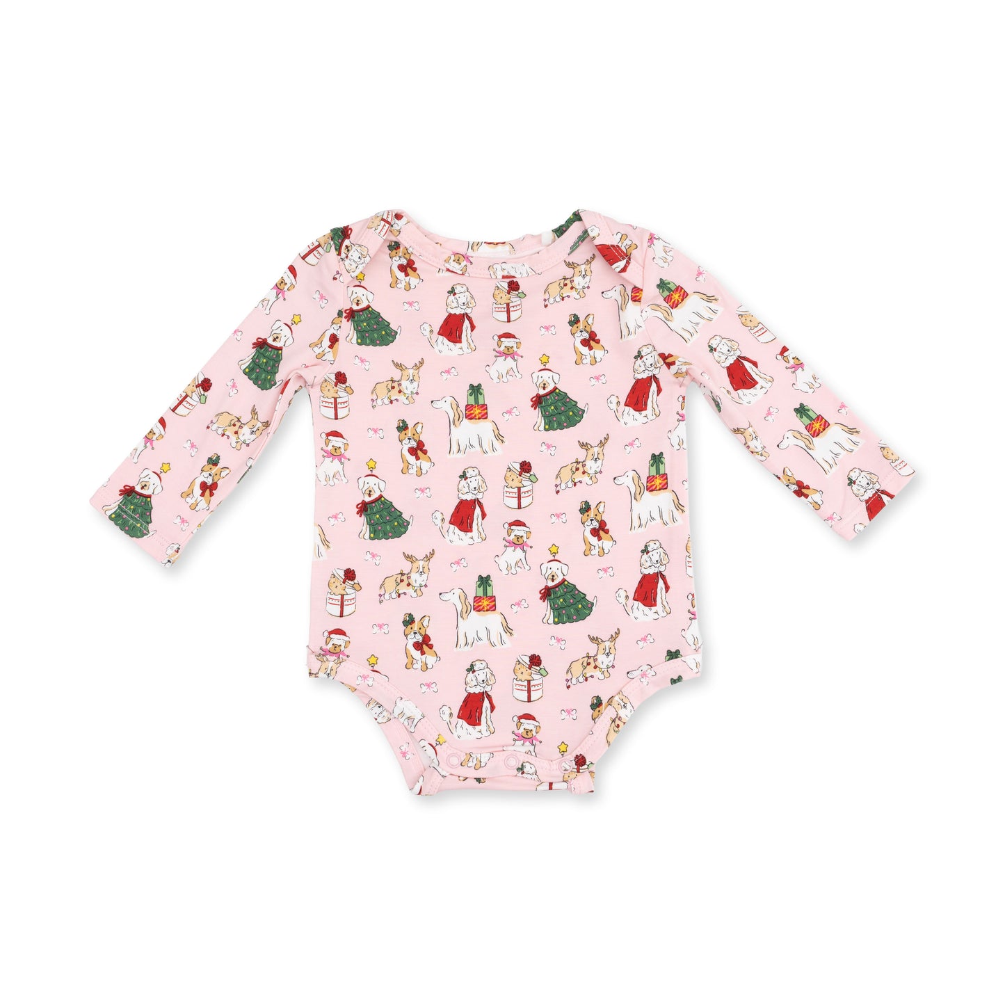 Christmas Dogs Pink - Long Sleeve Bodysuit