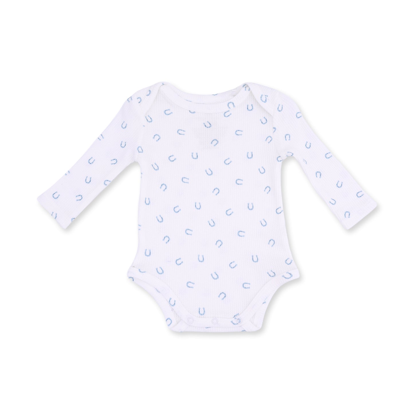 Little Horseshoes Blue - Long Sleeve Bodysuit