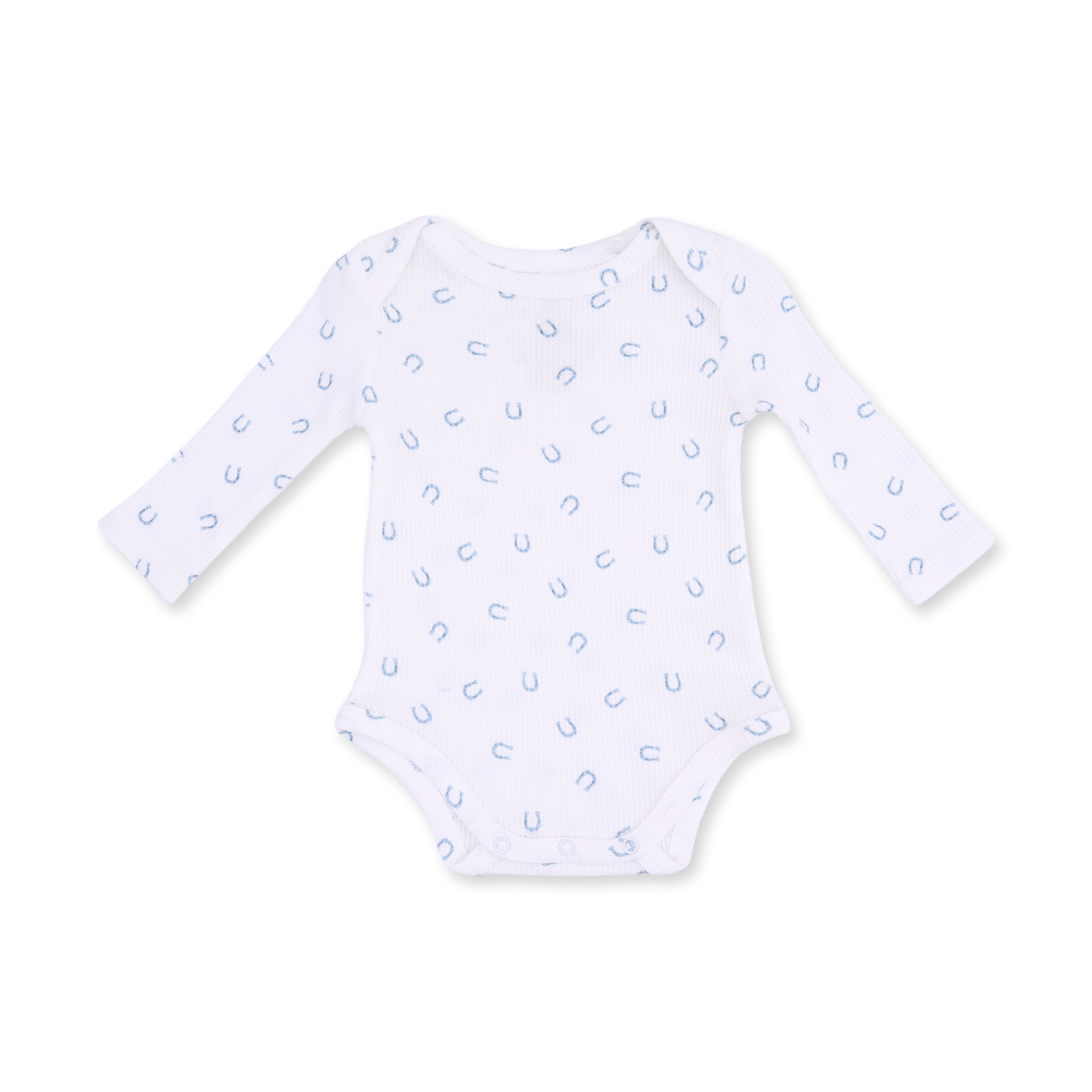 Little Horseshoes Blue - Long Sleeve Bodysuit