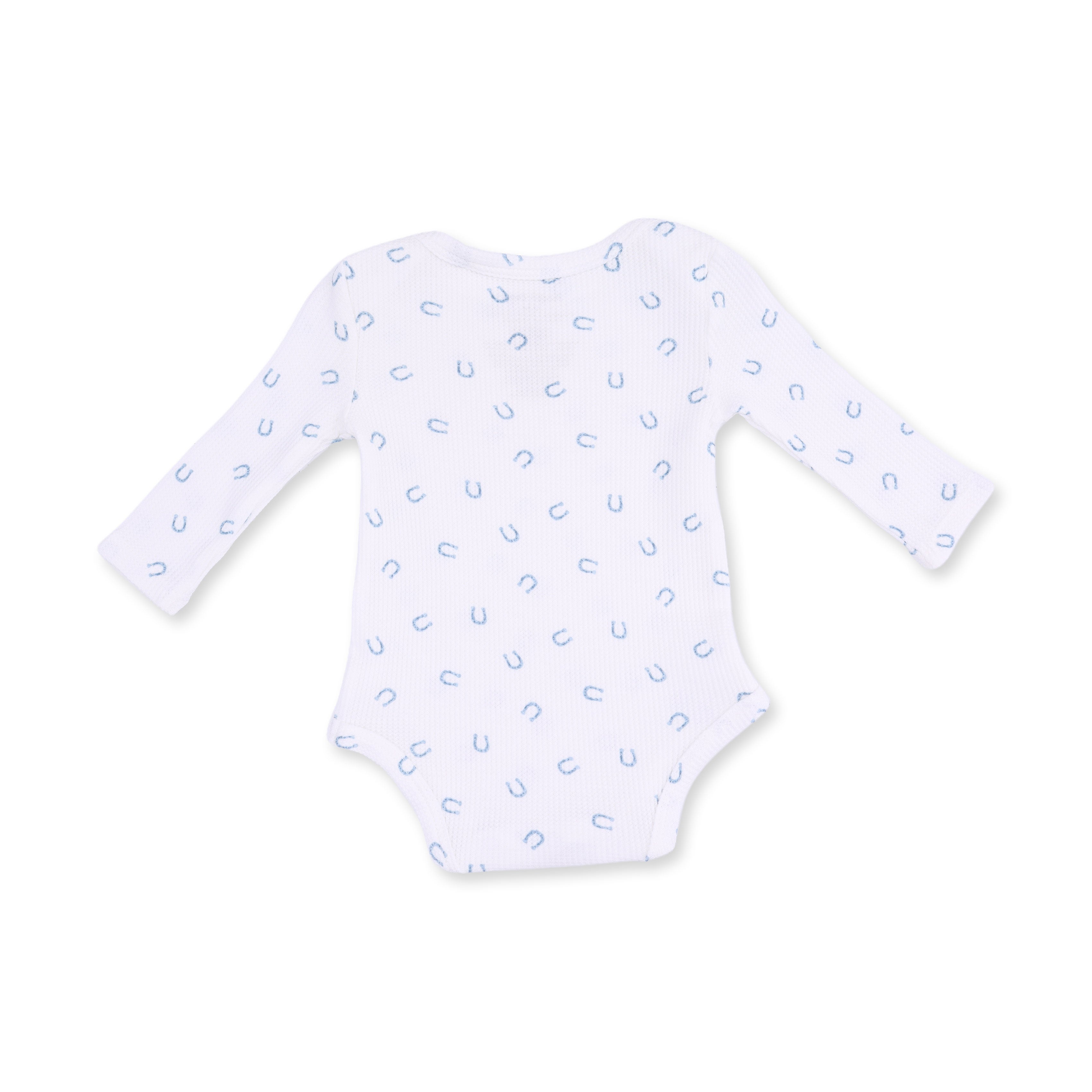 Little Horseshoes Blue - Long Sleeve Bodysuit