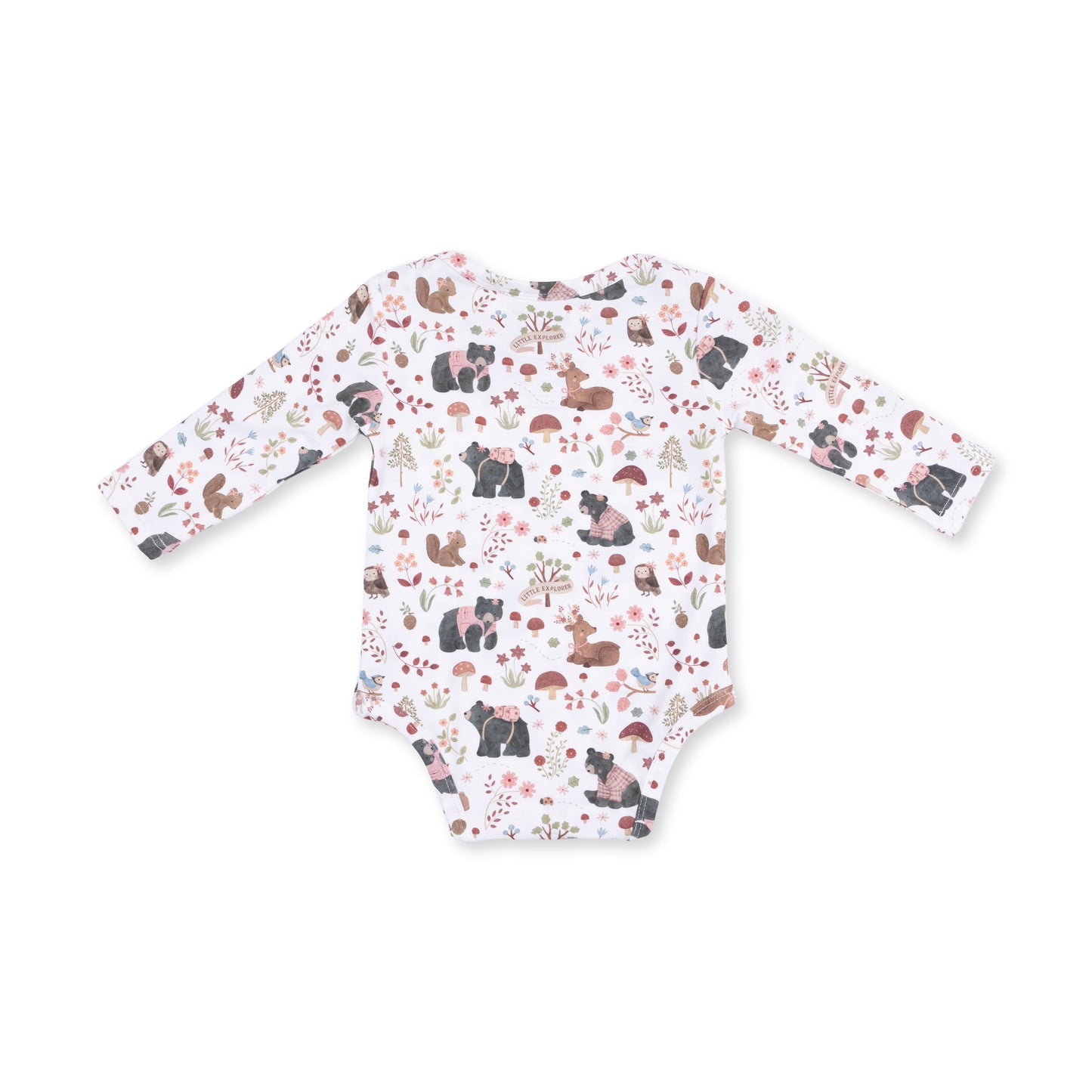Southern Woodland Animals Pink - Long Sleeve Bodysuit