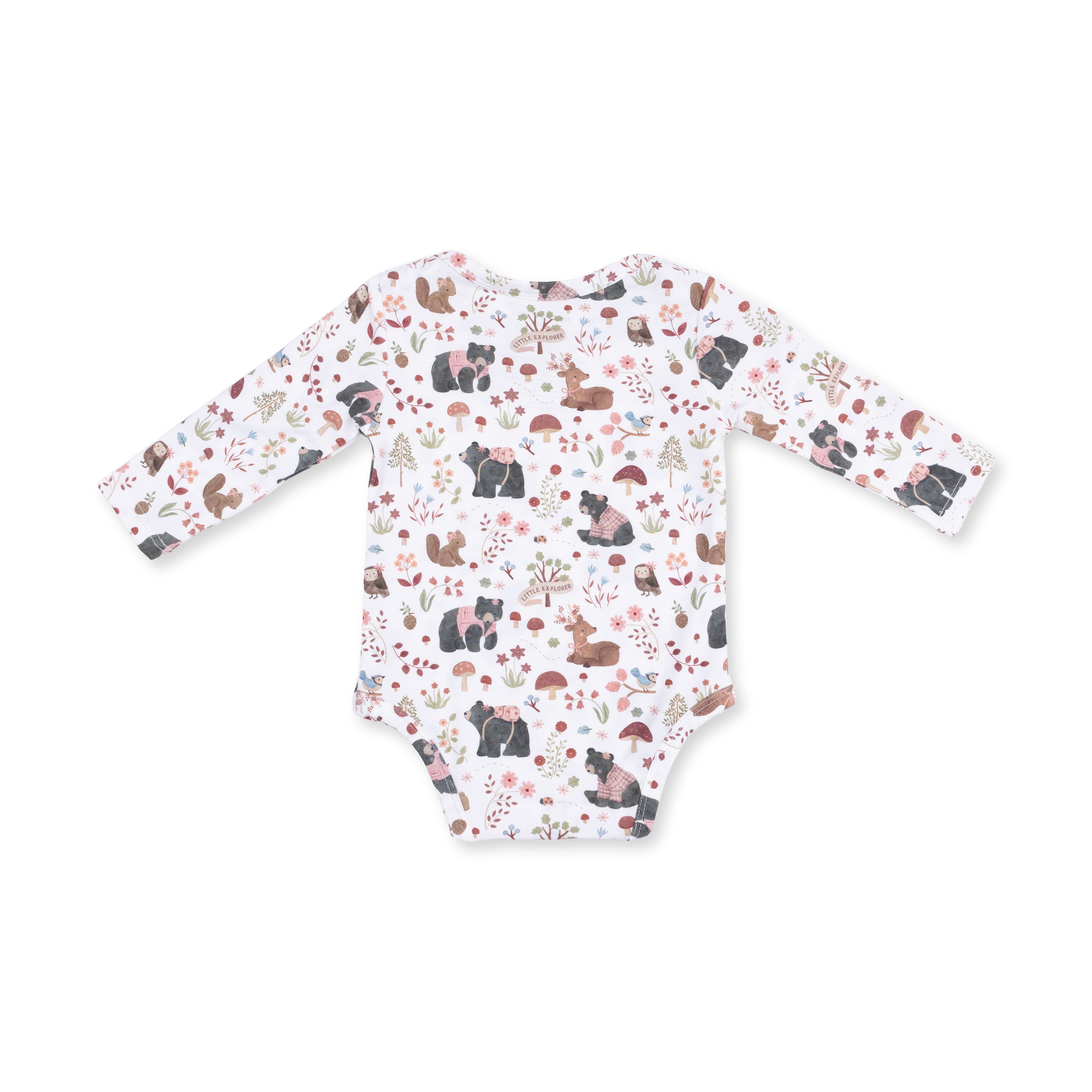 Southern Woodland Animals Pink - Long Sleeve Bodysuit