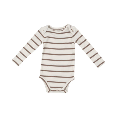 Bodysuit - Brown Rib Stripe-Angel Dear