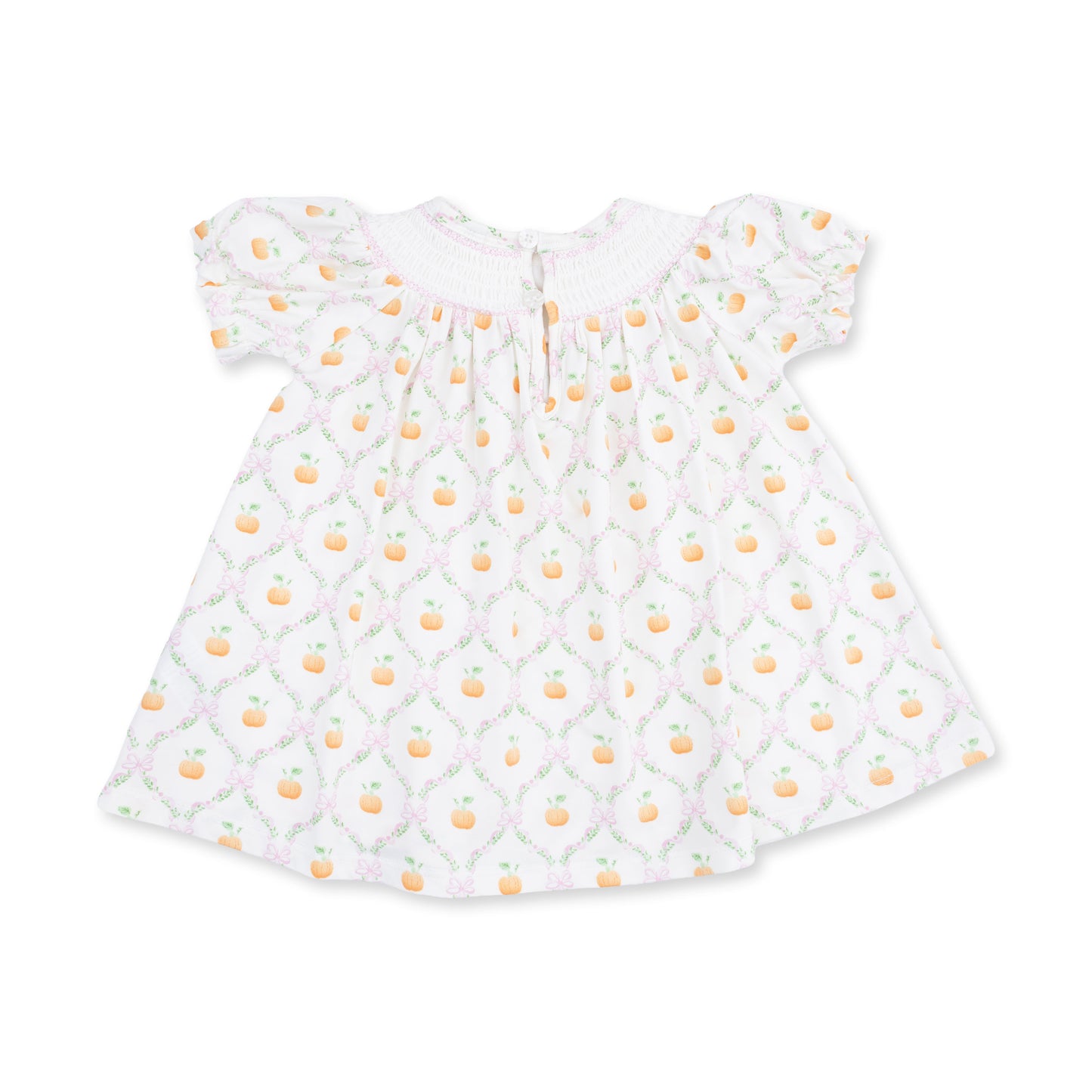 Pretty Pumpkin Trellis - Jane Puff Sleeve Bishop Dress and Bloomer