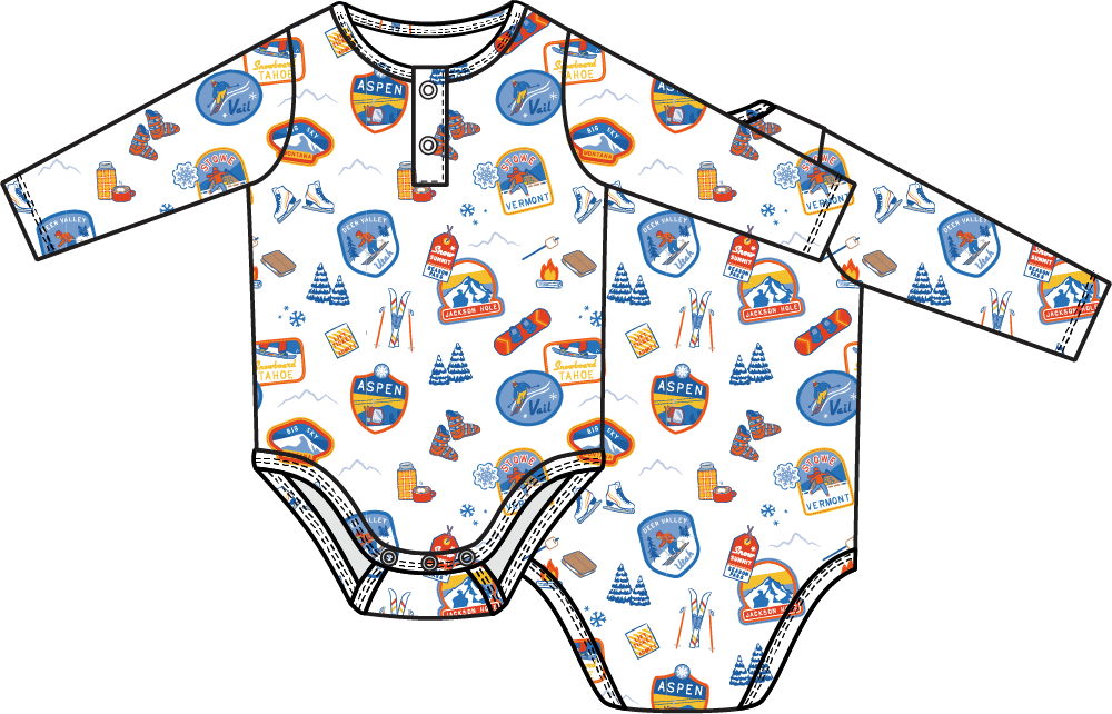 Vintage Ski Patches - Henley Bodysuit