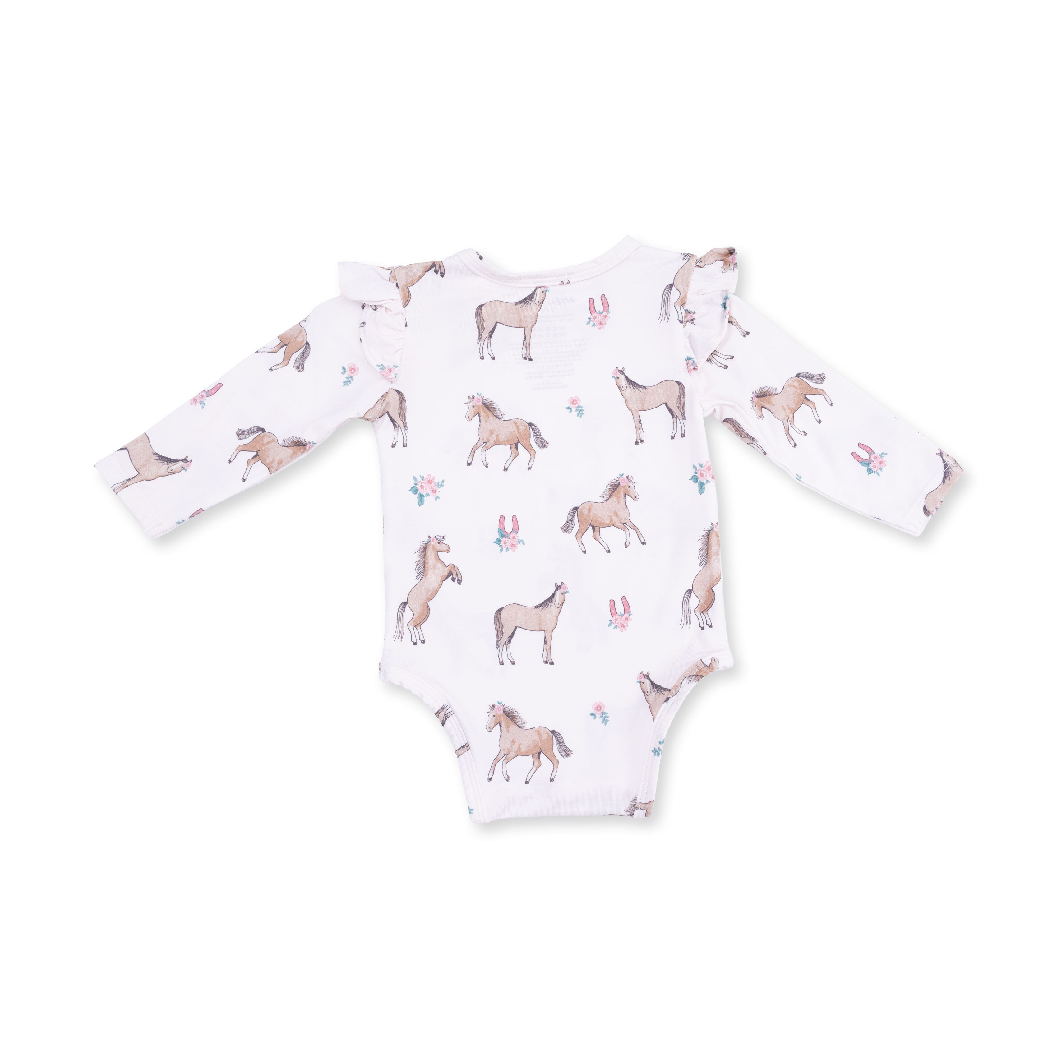 I Love Horses - Ruffle Sleeve Bodysuit with Snap Shoulder