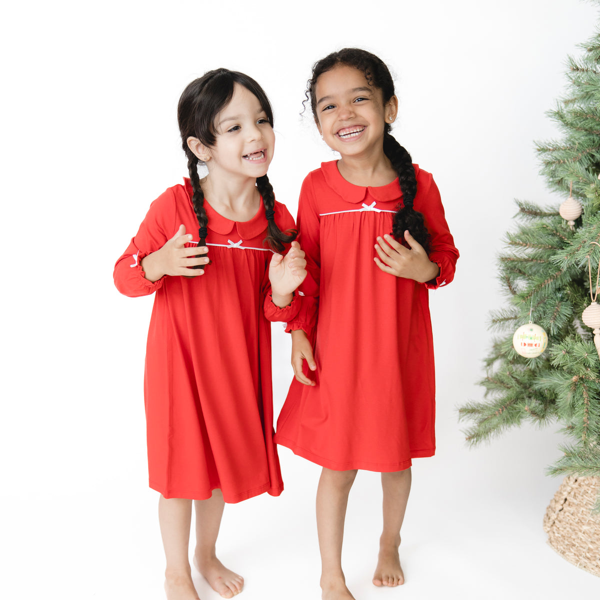 Ribbon Red - Long Sleeve Gown with Peter Pan Collar