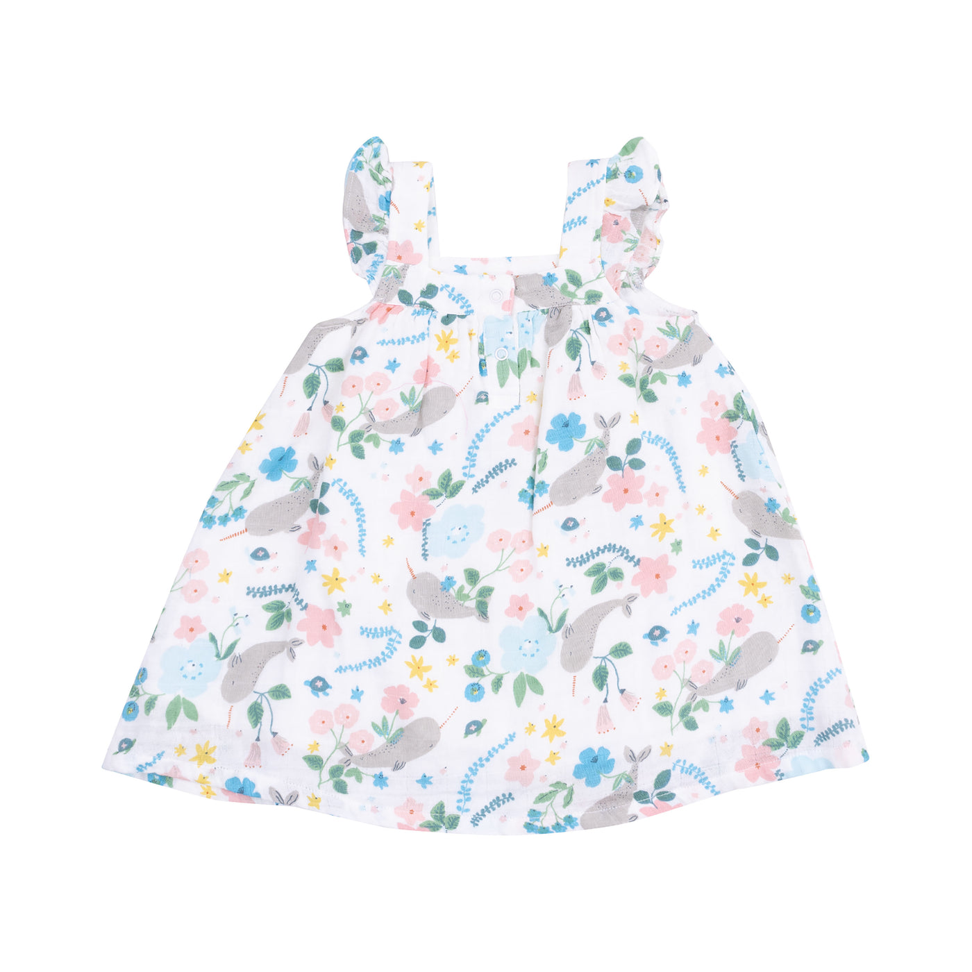 Sundress & Diaper Cover - Narwhal Floral