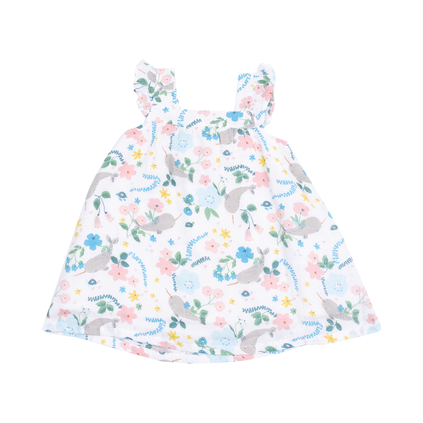 Sundress & Diaper Cover - Narwhal Floral