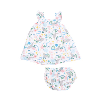 Sundress & Diaper Cover - Narwhal Floral