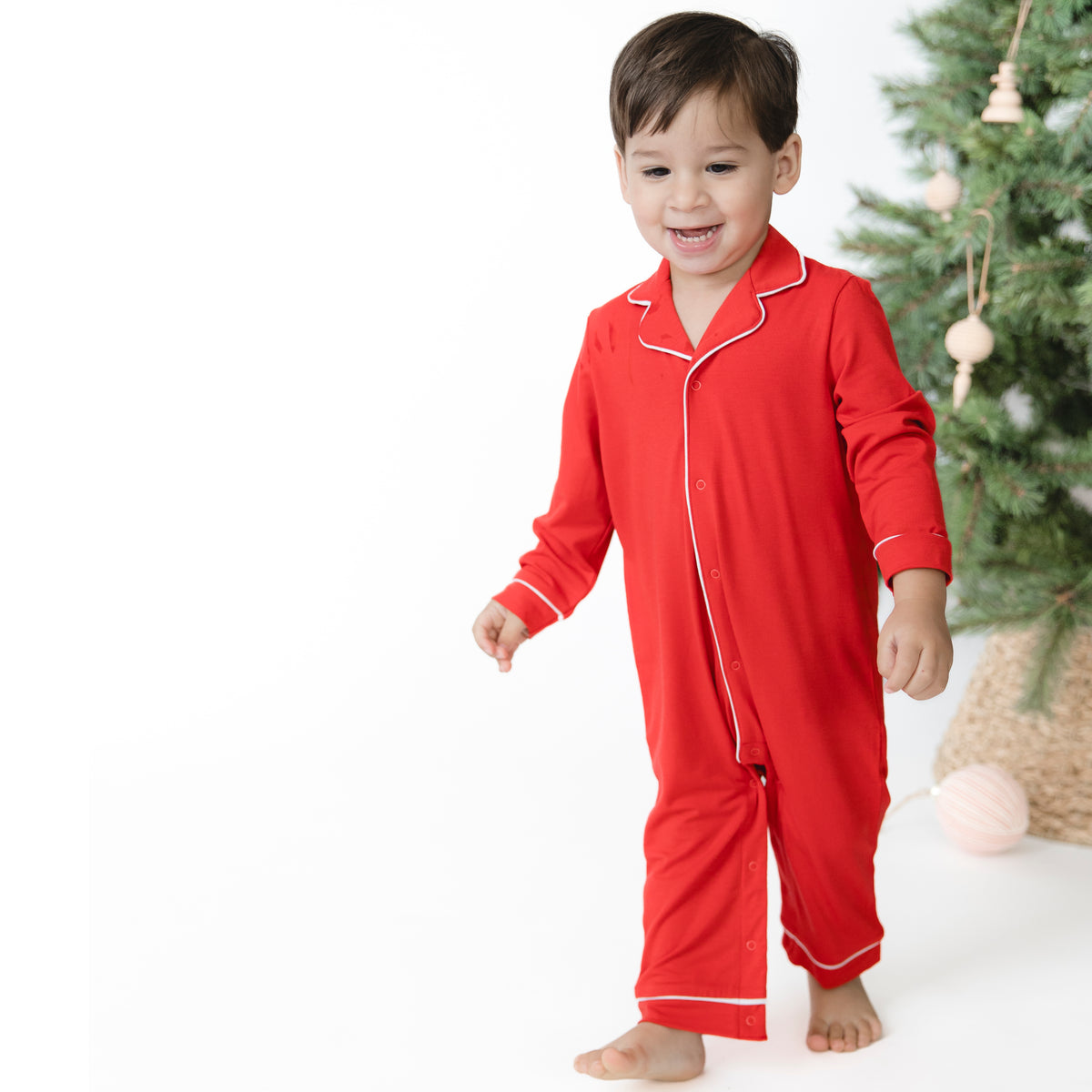 Ribbon Red - Knit Flame Resistant Long Sleeve Coat Style Romper