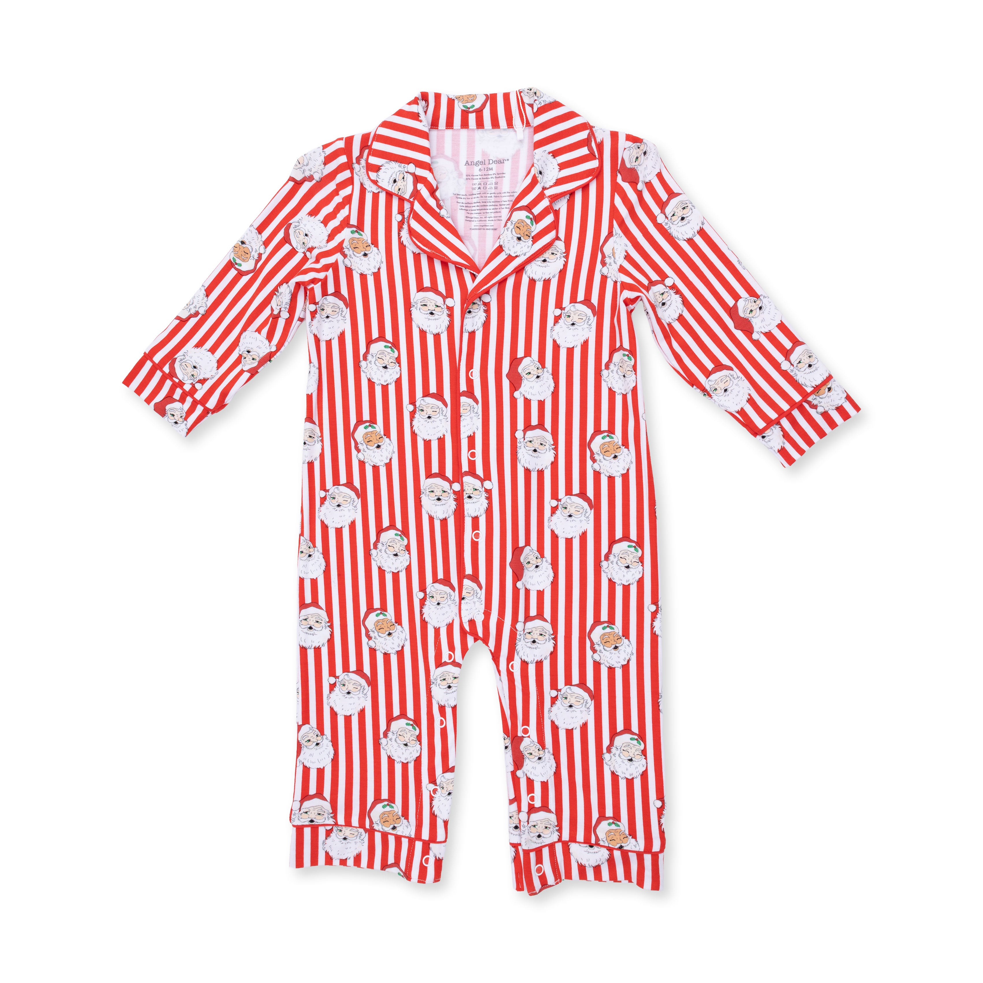Vintage Santa Stripe - Long Sleeve Coat Style Romper