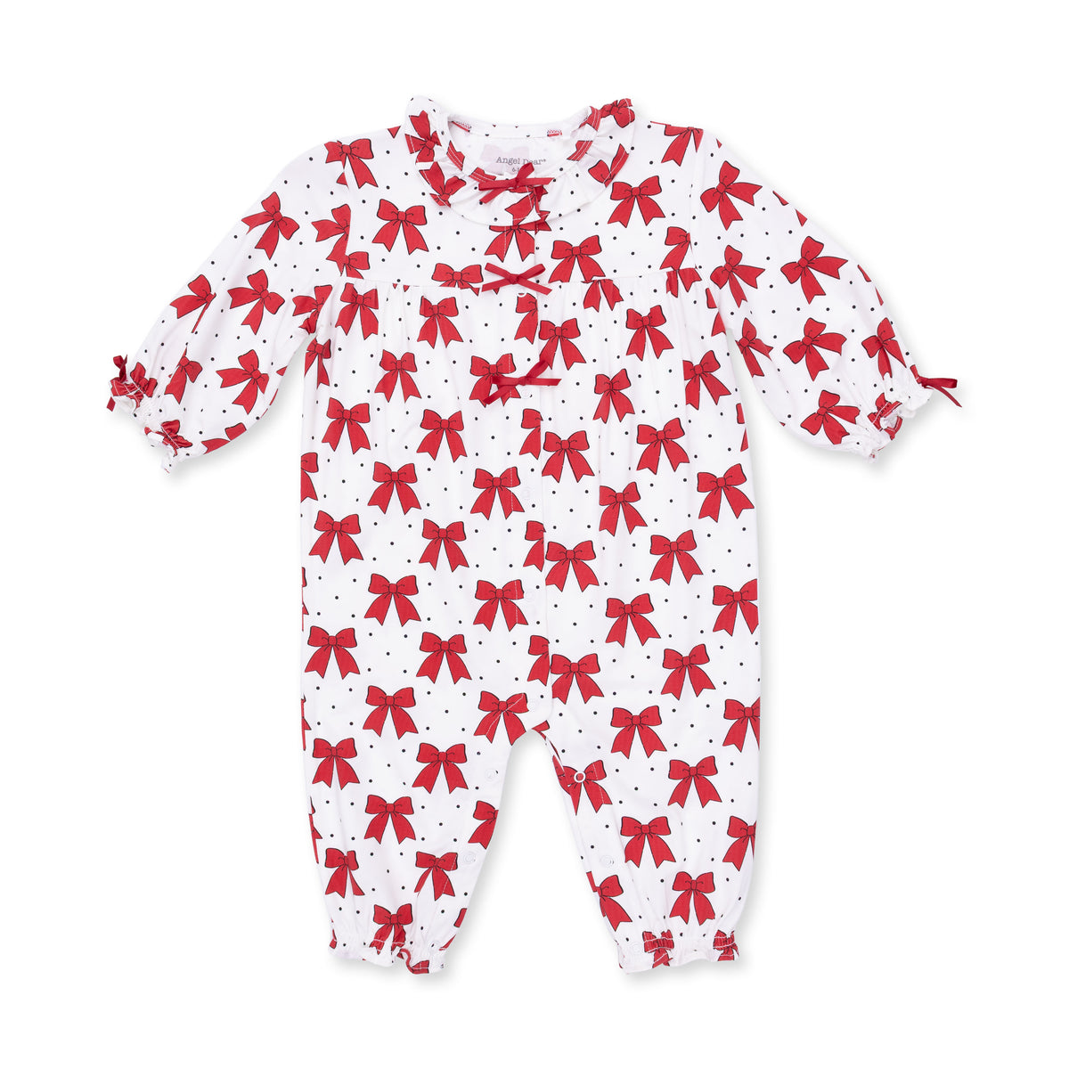 Festive Bows - Long Sleeve Ruffle Collar Romper