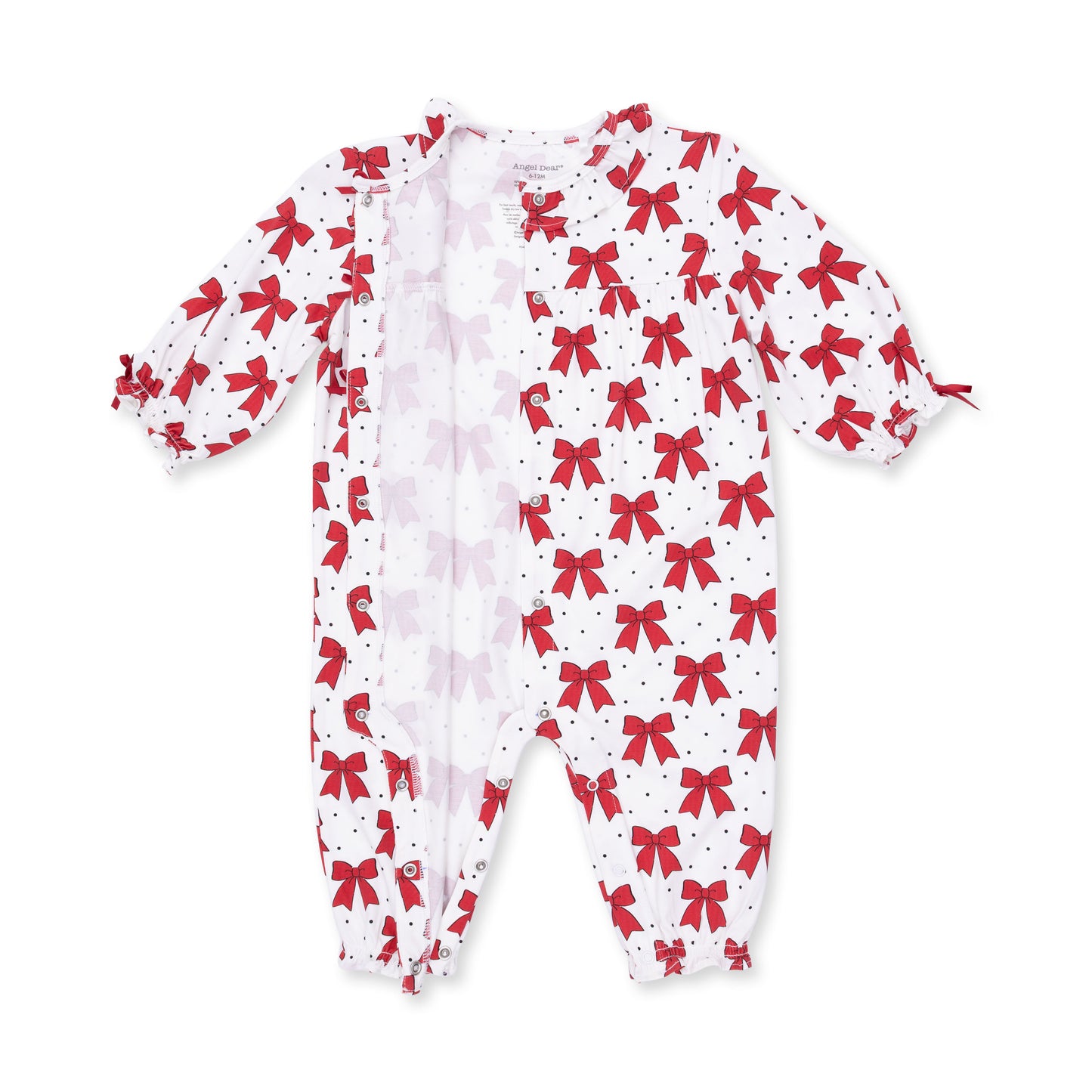 Festive Bows - Long Sleeve Ruffle Collar Romper