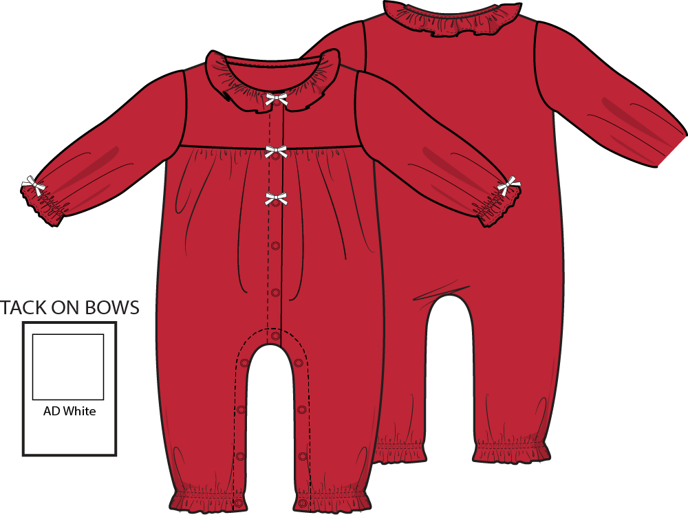 Ribbon Red - Long Sleeve Ruffle Collar Romper