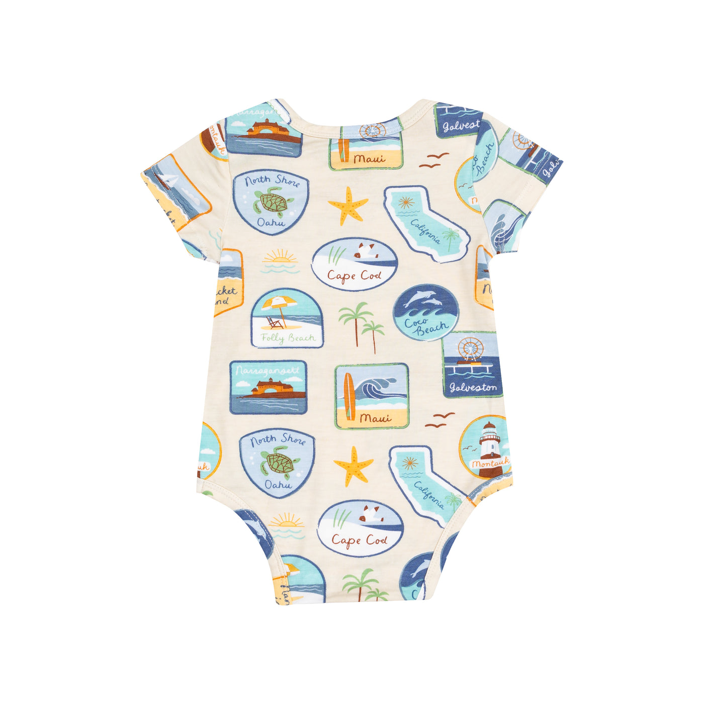 Short Sleeve Bodysuit - Beach Patches