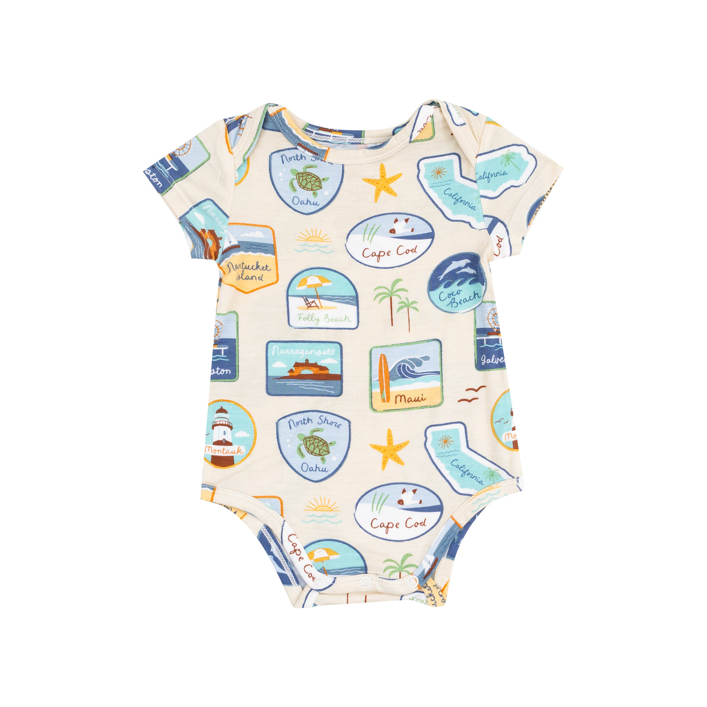 Short Sleeve Bodysuit - Beach Patches