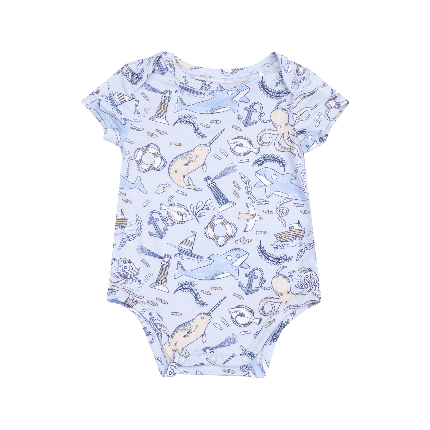 Short Sleeve Bodysuit - Nautical Notebook