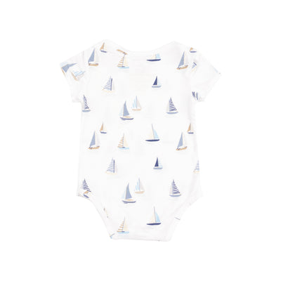 Short Sleeve Bodysuit - Sailboats Blue