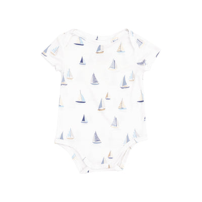 Short Sleeve Bodysuit - Sailboats Blue