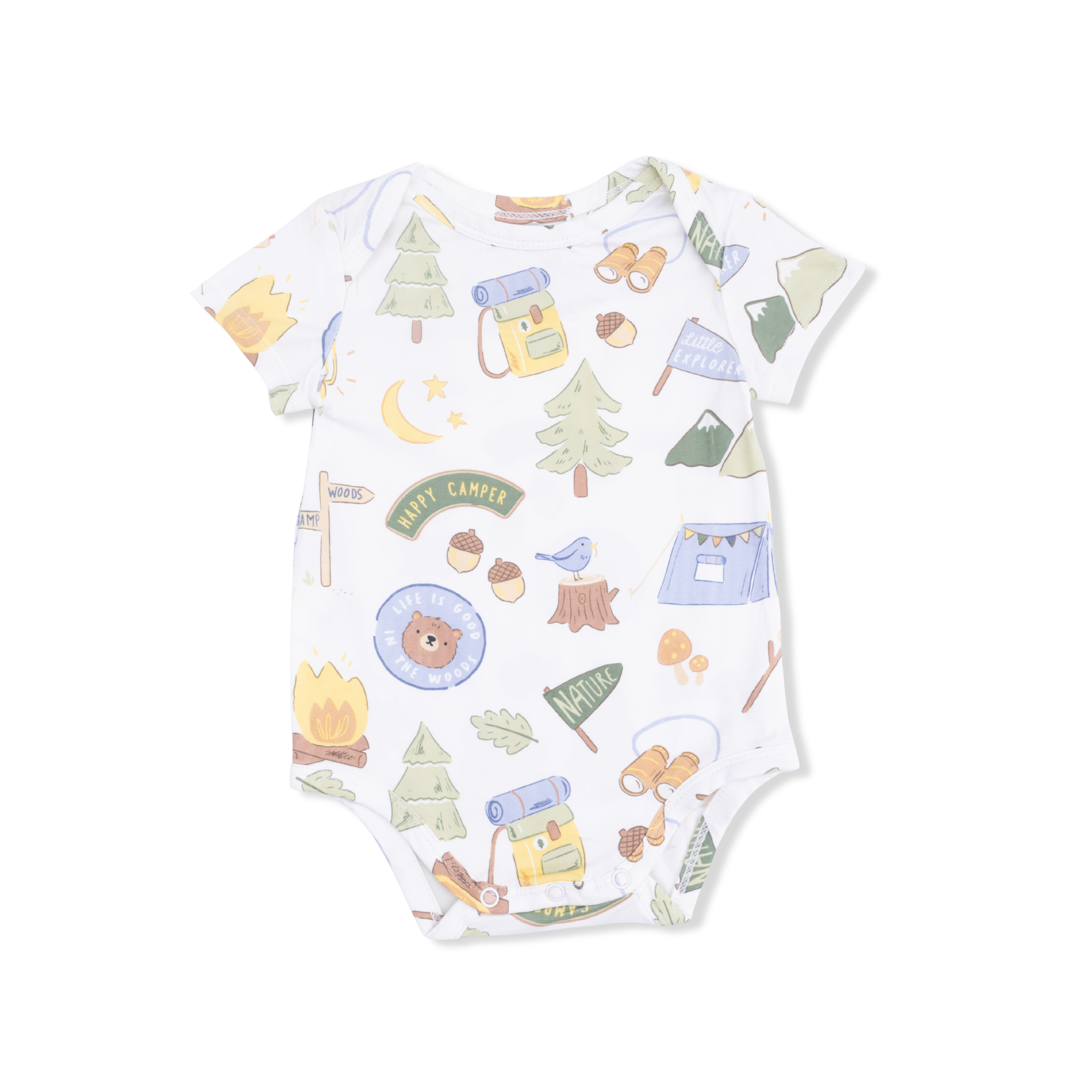 Camping Blue - Short Sleeve Bodysuit-Angel Dear