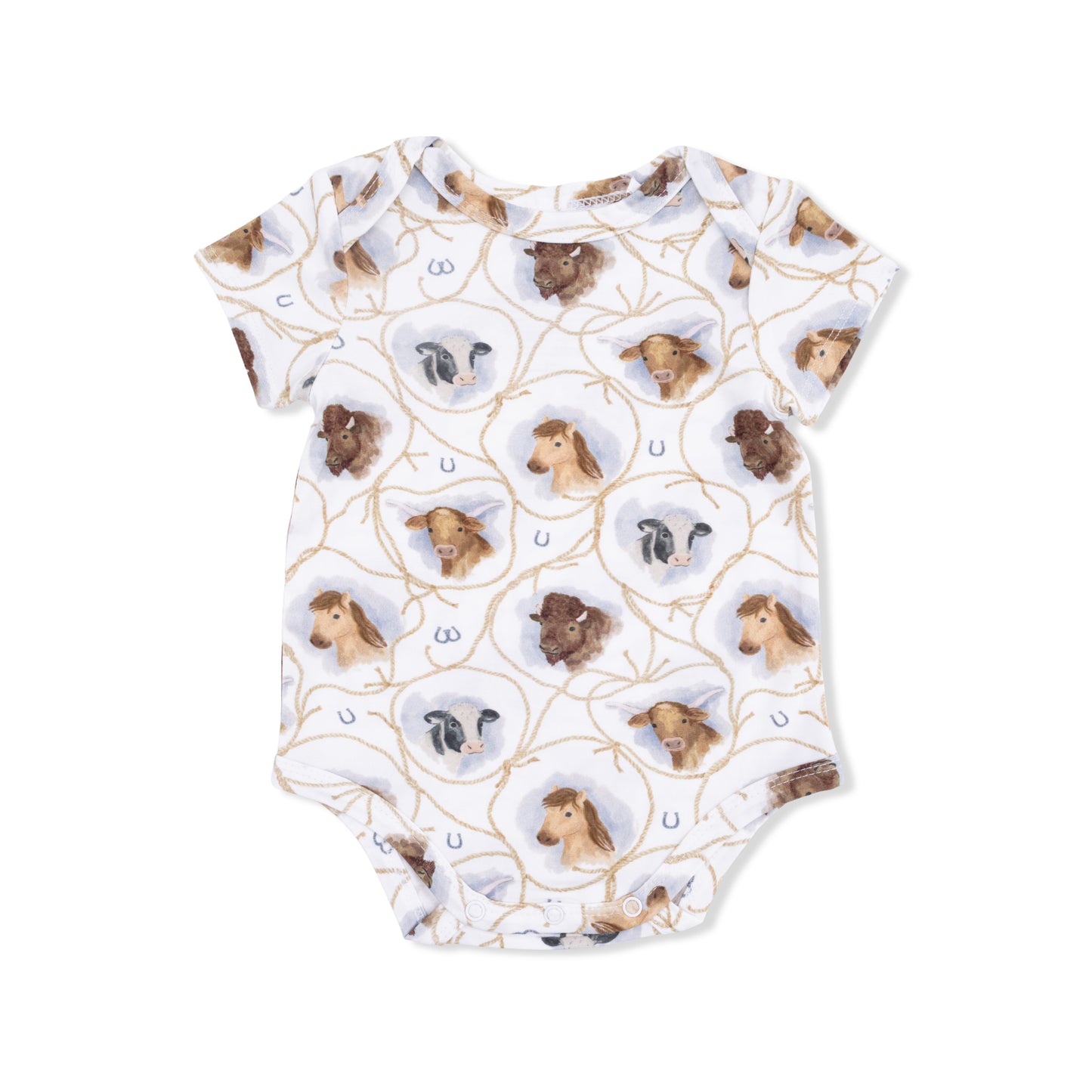Farm Animals Rope Cameos Uni - Short Sleeve Bodysuit-Angel Dear